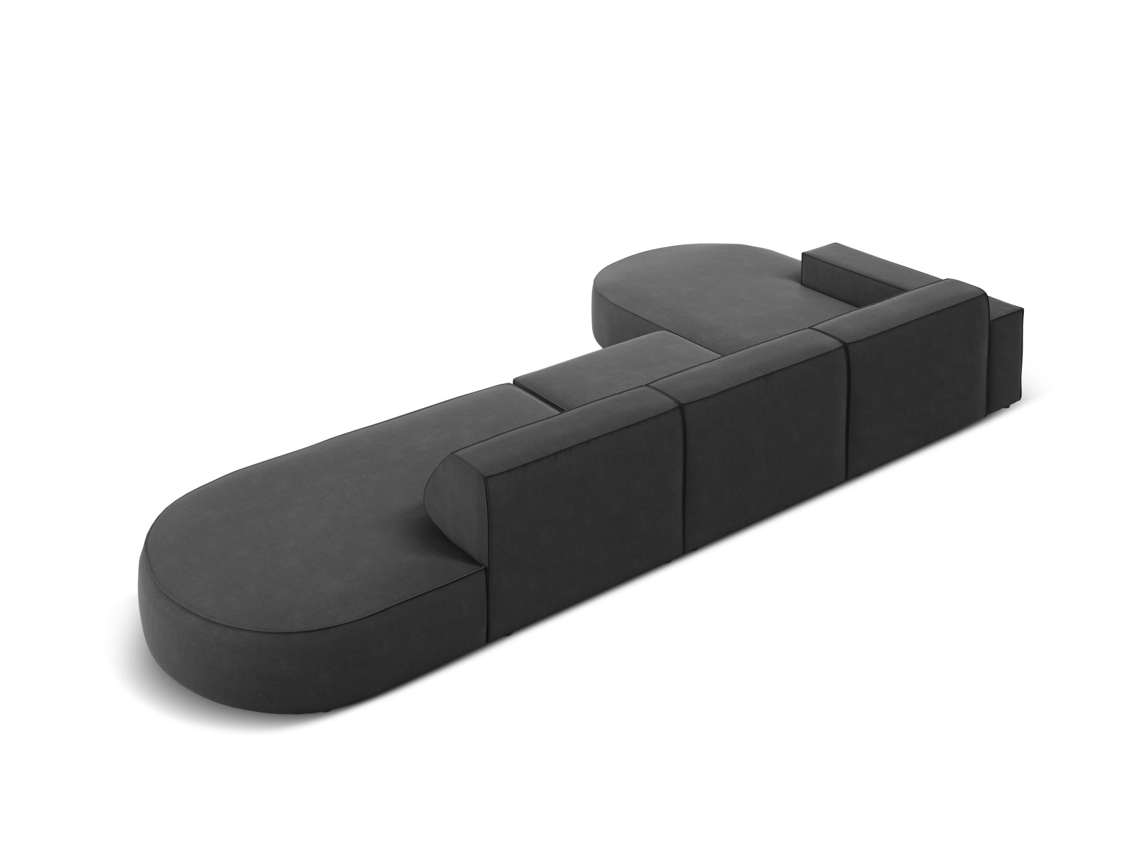 Jodie Velour modulares Ecksofa links 4 Sitzer in Grey präsentiert im Onlineshop von KAQTU Design AG. Ecksofa links ist von Micadoni