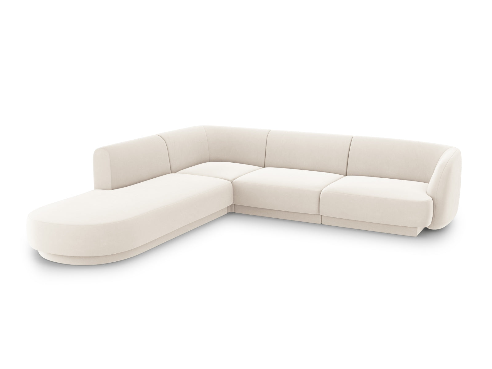 Miley Velour Ecksofa links 6 Sitzer in Light Beige-Bluvel präsentiert im Onlineshop von KAQTU Design AG. Ecksofa links ist von Micadoni
