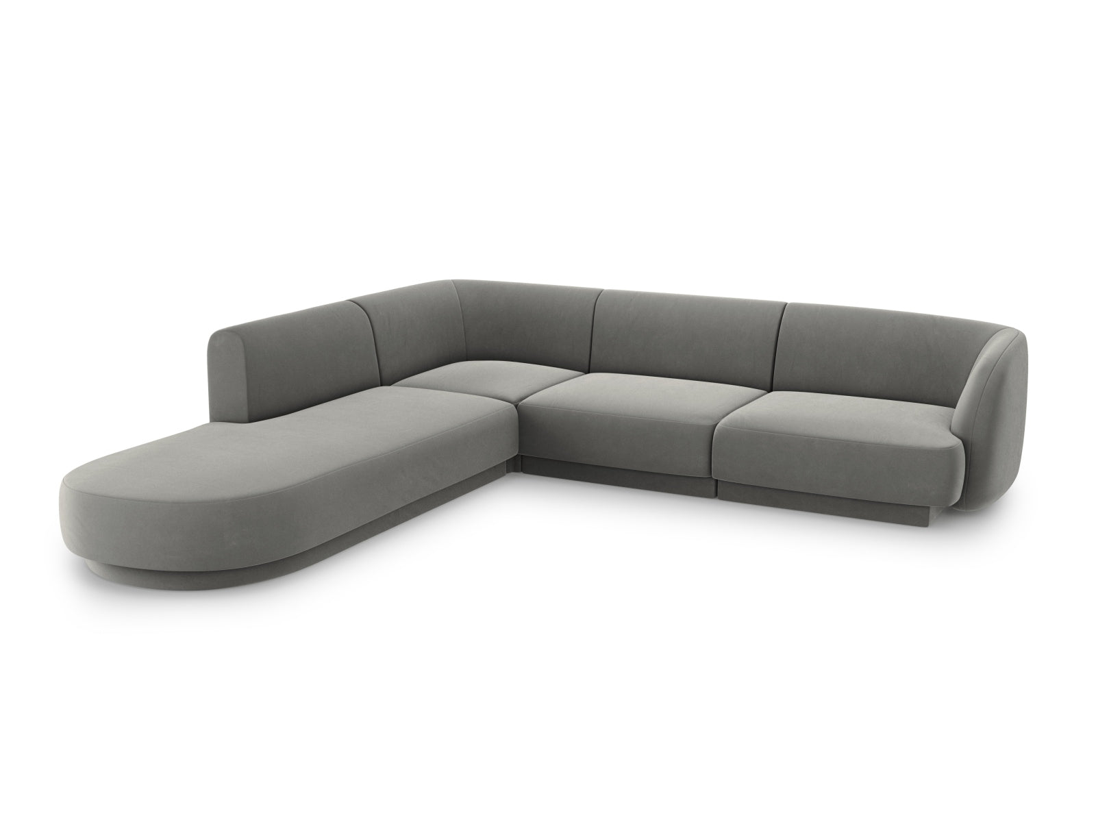 Miley Velour Ecksofa links 6 Sitzer in Light Grey präsentiert im Onlineshop von KAQTU Design AG. Ecksofa links ist von Micadoni