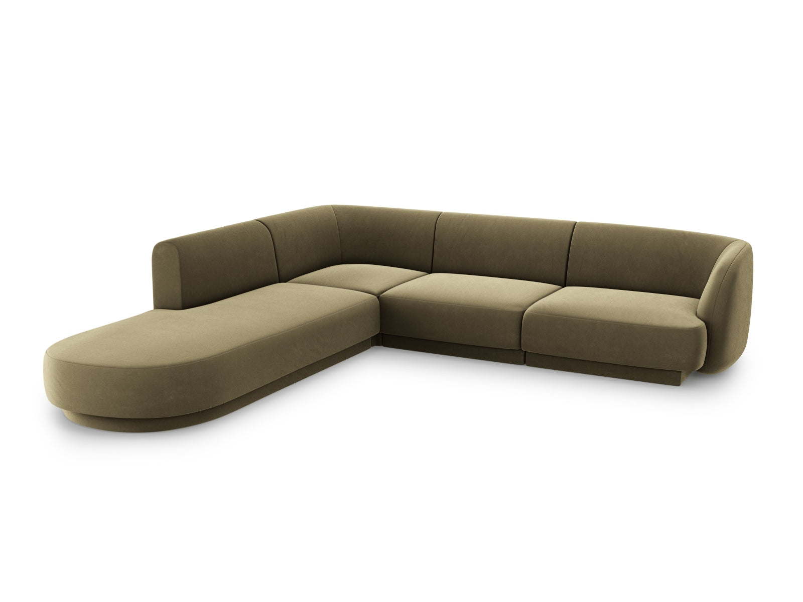 Miley Velour Ecksofa links 6 Sitzer in Green präsentiert im Onlineshop von KAQTU Design AG. Ecksofa links ist von Micadoni