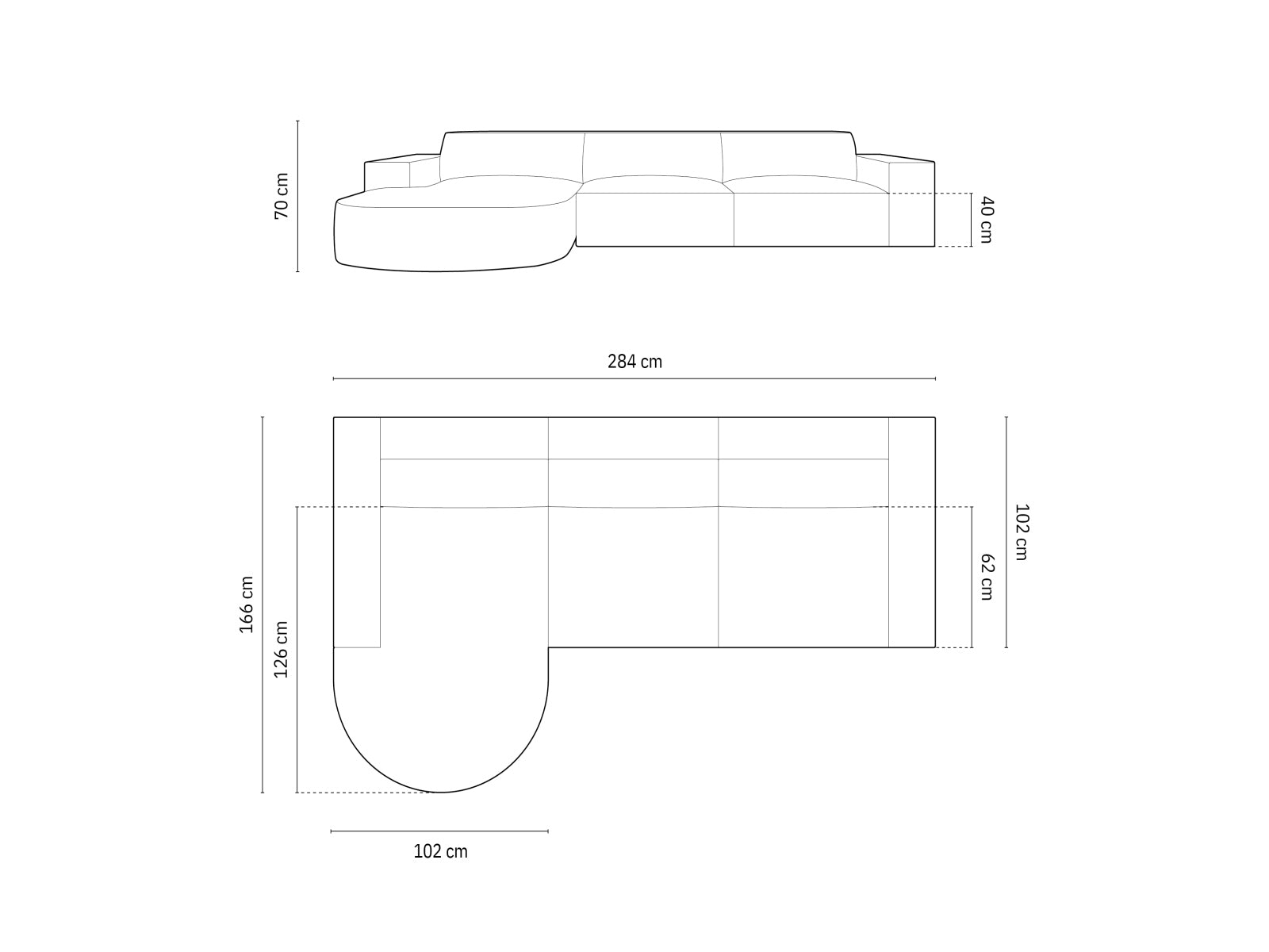 Jodie Velour modulares Ecksofa links 4 Sitzer in Light Grey präsentiert im Onlineshop von KAQTU Design AG. Ecksofa links ist von Micadoni