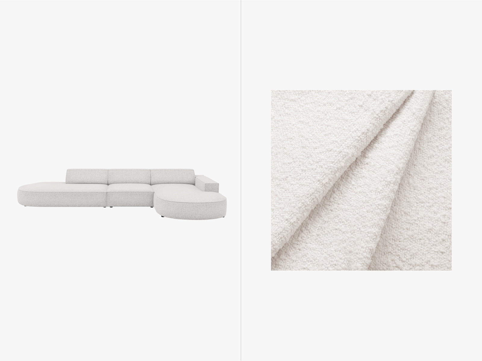 Jodie Boucle modulares Ecksofa rechts 4 Sitzer in White präsentiert im Onlineshop von KAQTU Design AG. Ecksofa rechts ist von Micadoni