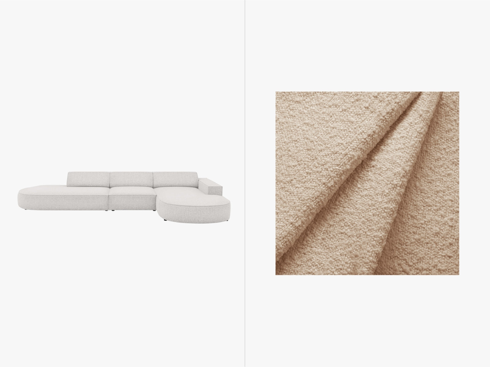 Jodie Boucle modulares Ecksofa rechts 4 Sitzer in Beige präsentiert im Onlineshop von KAQTU Design AG. Ecksofa rechts ist von Micadoni