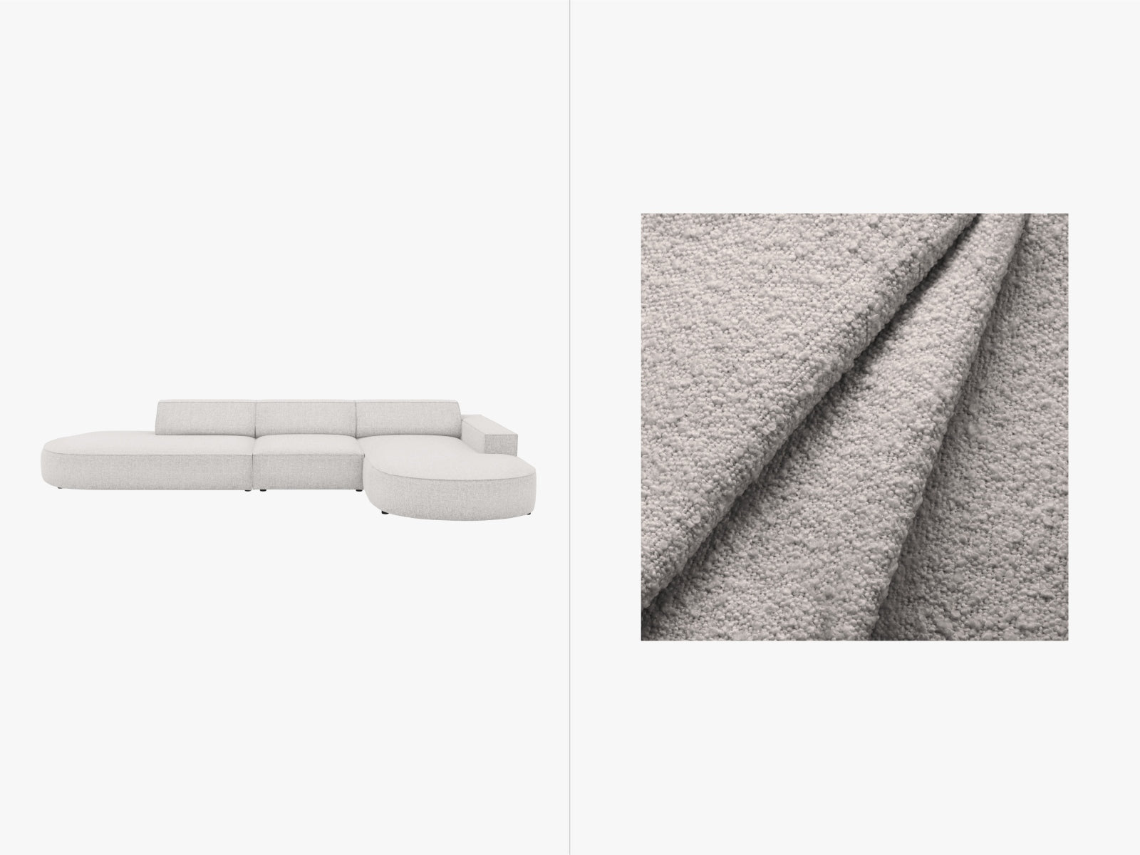 Jodie Boucle modulares Ecksofa rechts 4 Sitzer in Light Grey präsentiert im Onlineshop von KAQTU Design AG. Ecksofa rechts ist von Micadoni