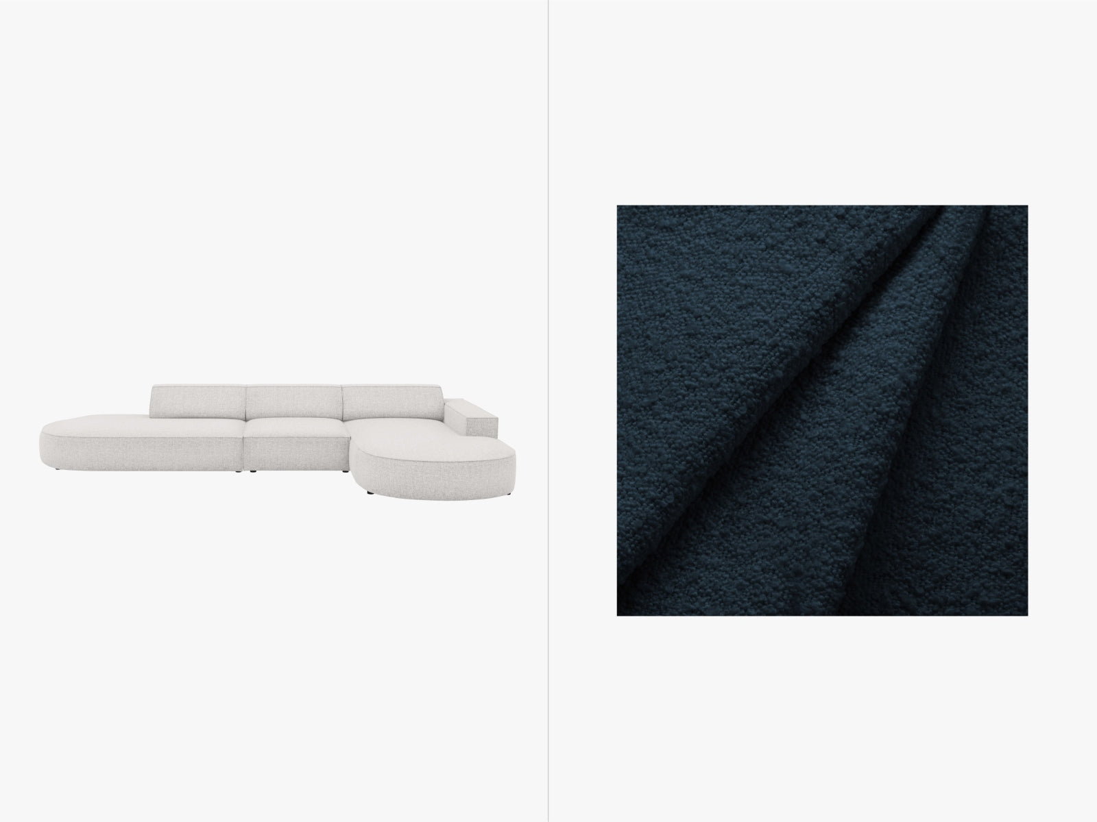 Jodie Boucle modulares Ecksofa rechts 4 Sitzer in Dark Blue präsentiert im Onlineshop von KAQTU Design AG. Ecksofa rechts ist von Micadoni