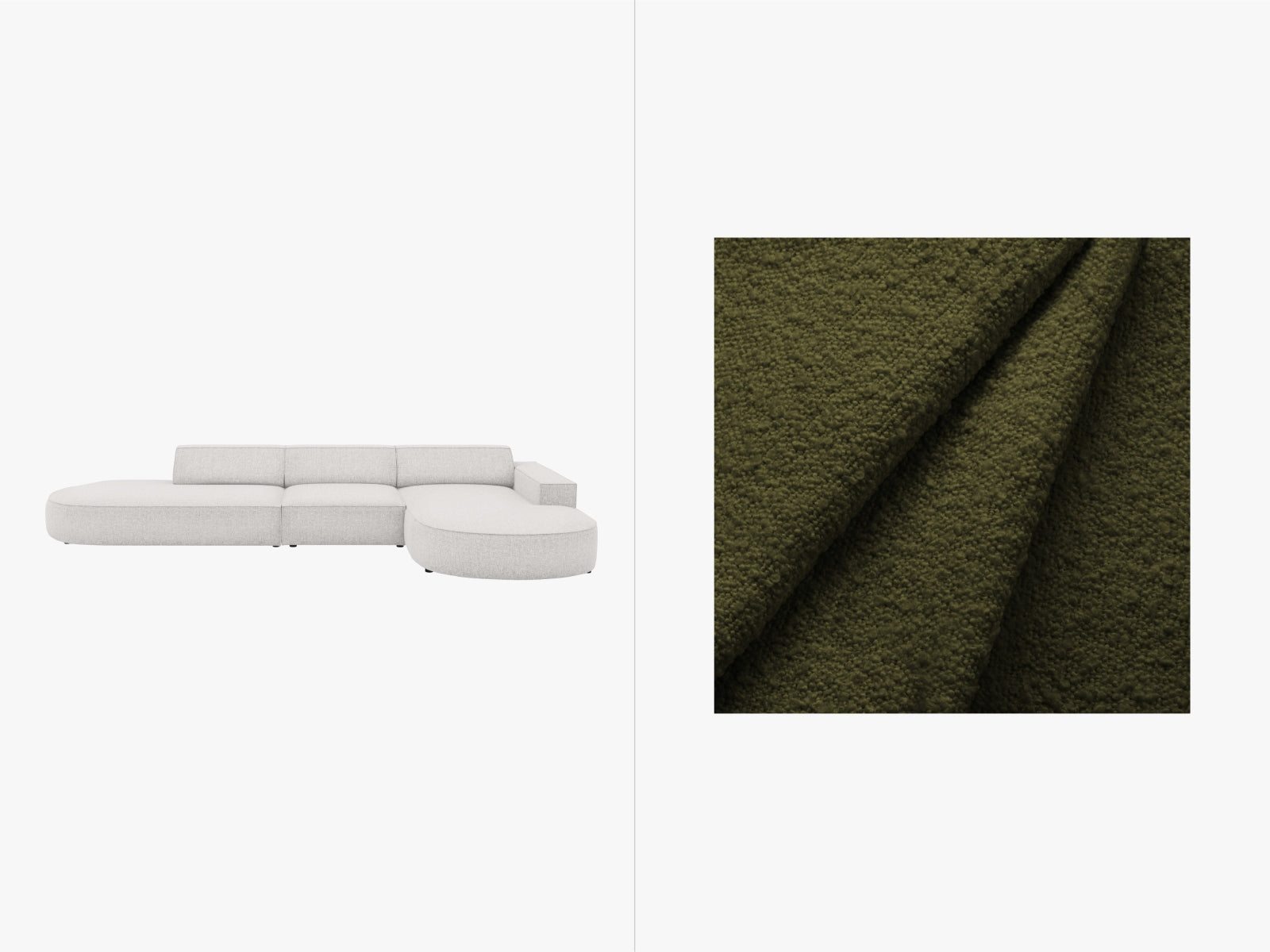 Jodie Boucle modulares Ecksofa rechts 4 Sitzer in Dark Olive Green präsentiert im Onlineshop von KAQTU Design AG. Ecksofa rechts ist von Micadoni