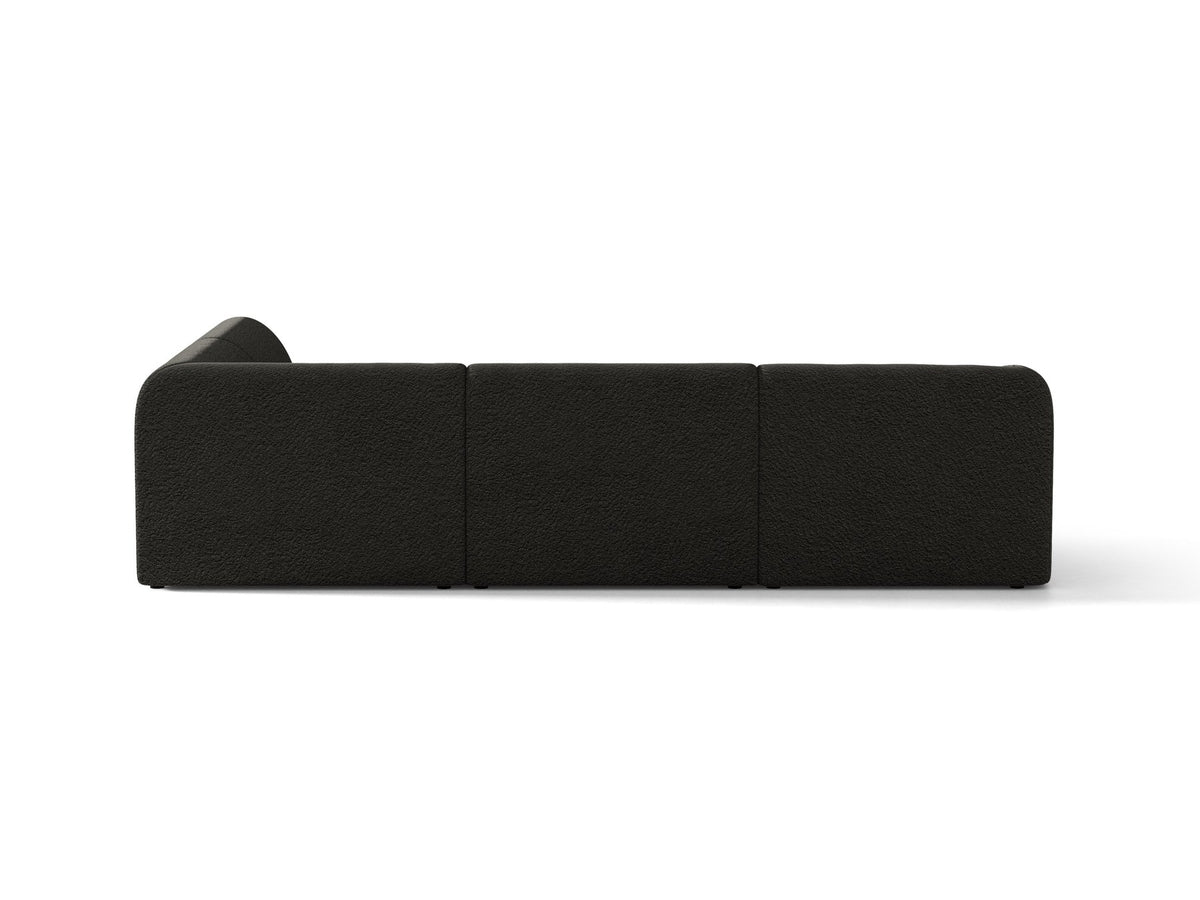 Produktfoto des Miley Ecksofas von Micadoni in Dunkelbeige, L-Form, Bezug aus Bluvel-Stoff, schwarze Kunststoffbeine, Sitzhöhe 40 cm.