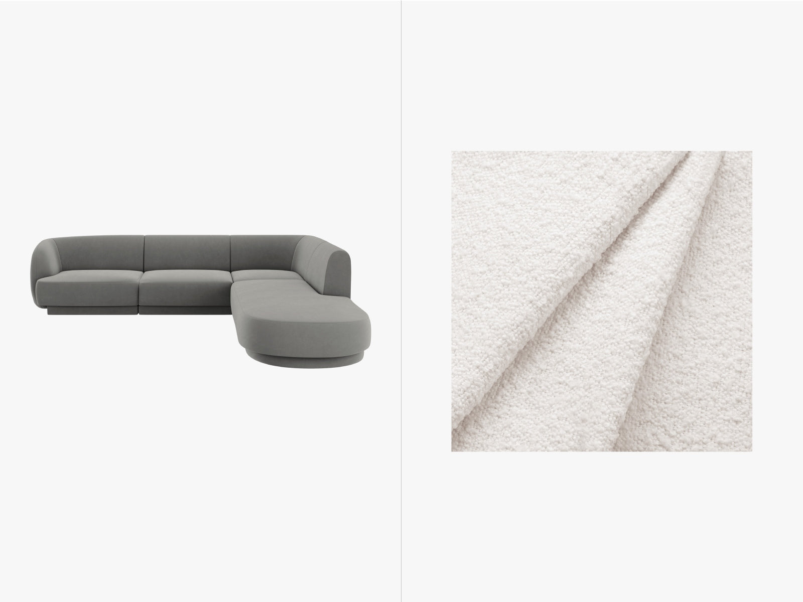 Miley Boucle Ecksofa rechts 6 Sitzer in White-Baloo präsentiert im Onlineshop von KAQTU Design AG. Ecksofa rechts ist von Micadoni