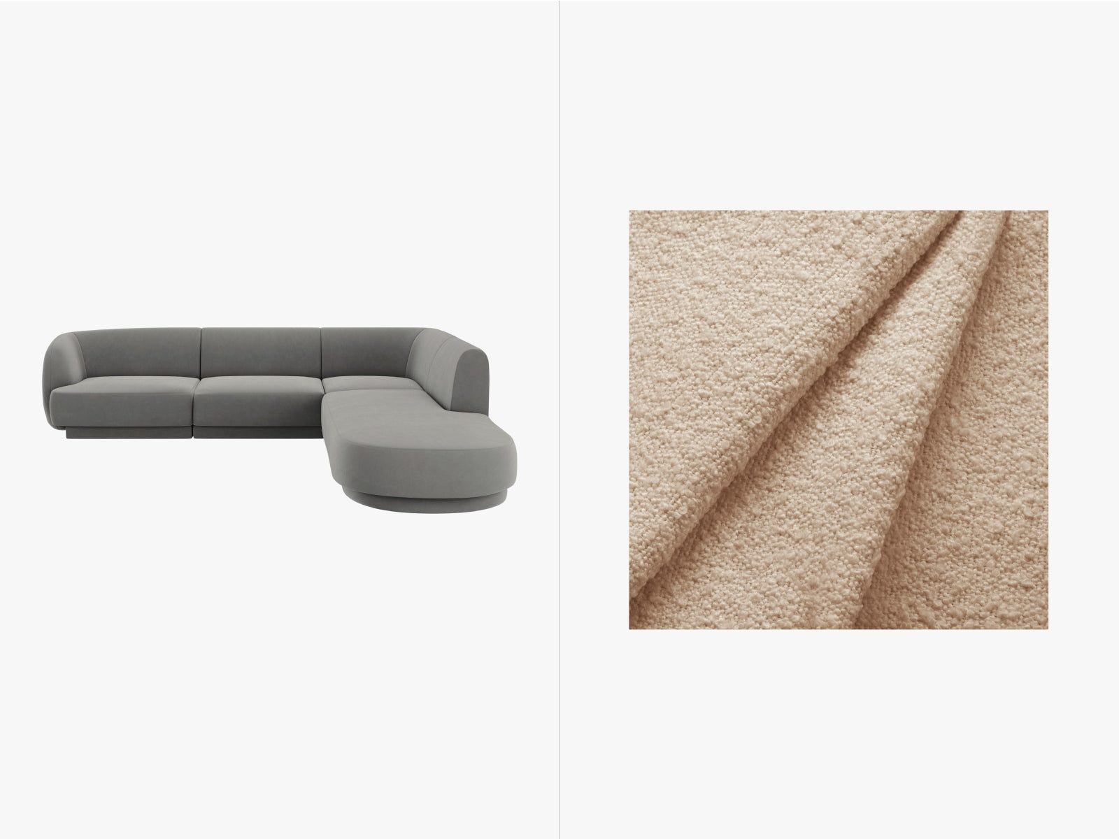 Miley Boucle Ecksofa rechts 6 Sitzer in Beige-Baloo präsentiert im Onlineshop von KAQTU Design AG. Ecksofa rechts ist von Micadoni