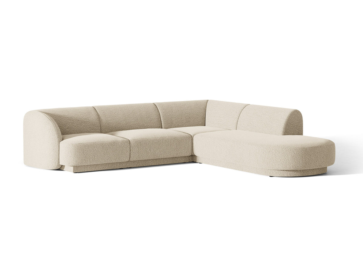 Ecksofa Miley von Micadoni mit Stoffbezug, Chaiselongue rechts und schwarzen Beinen
