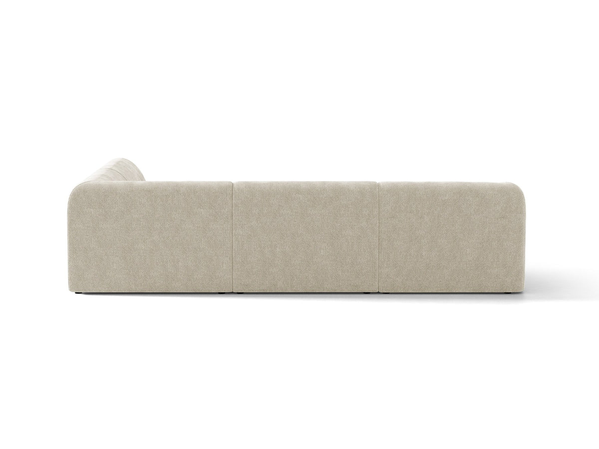 Produktfoto des Miley Ecksofas von Micadoni in Dunkelbeige, L-Form, Bezug aus Bluvel-Stoff, schwarze Kunststoffbeine, Sitzhöhe 40 cm.