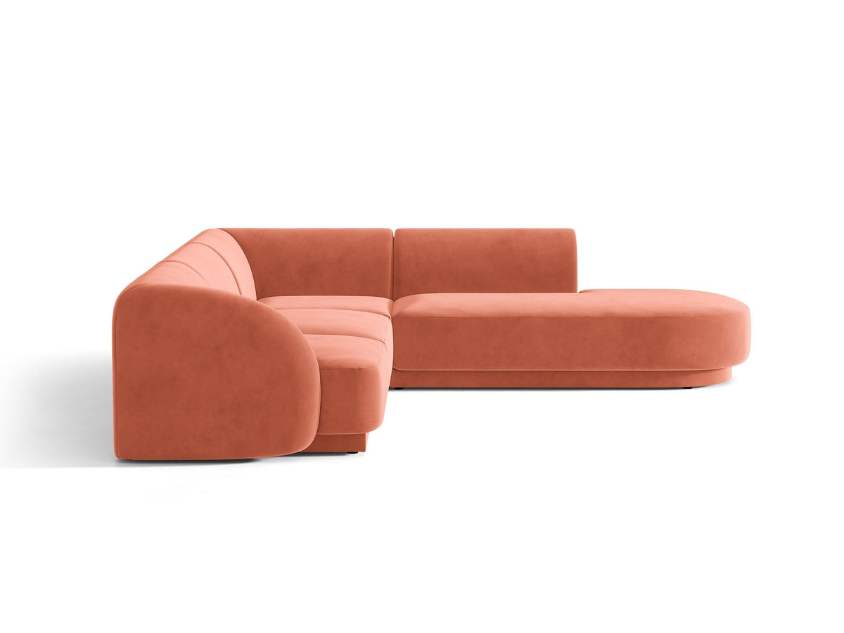 Produktfoto des Miley Ecksofas von Micadoni in Dunkelbeige, L-Form, Bezug aus Bluvel-Stoff, schwarze Kunststoffbeine, Sitzhöhe 40 cm.