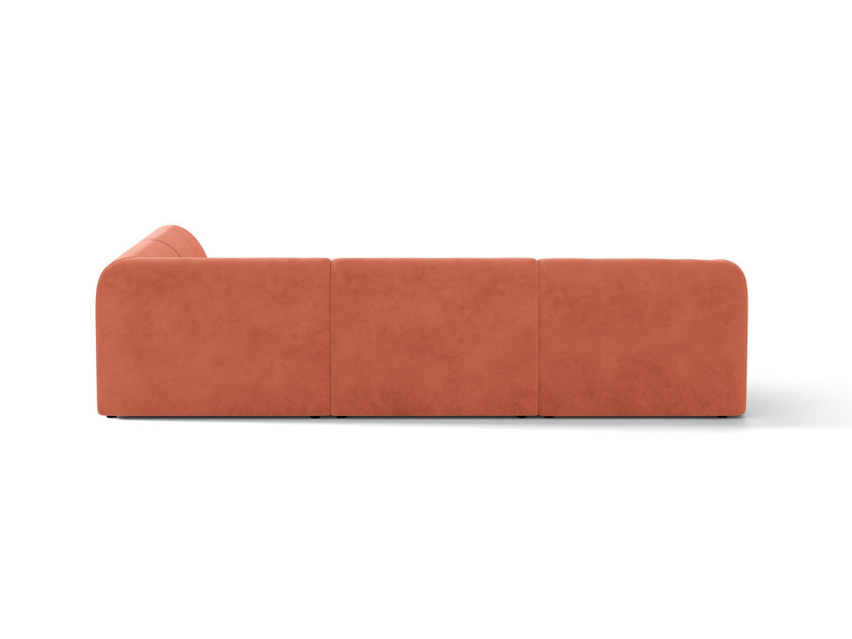 Produktfoto des Miley Ecksofas von Micadoni in Dunkelbeige, L-Form, Bezug aus Bluvel-Stoff, schwarze Kunststoffbeine, Sitzhöhe 40 cm.