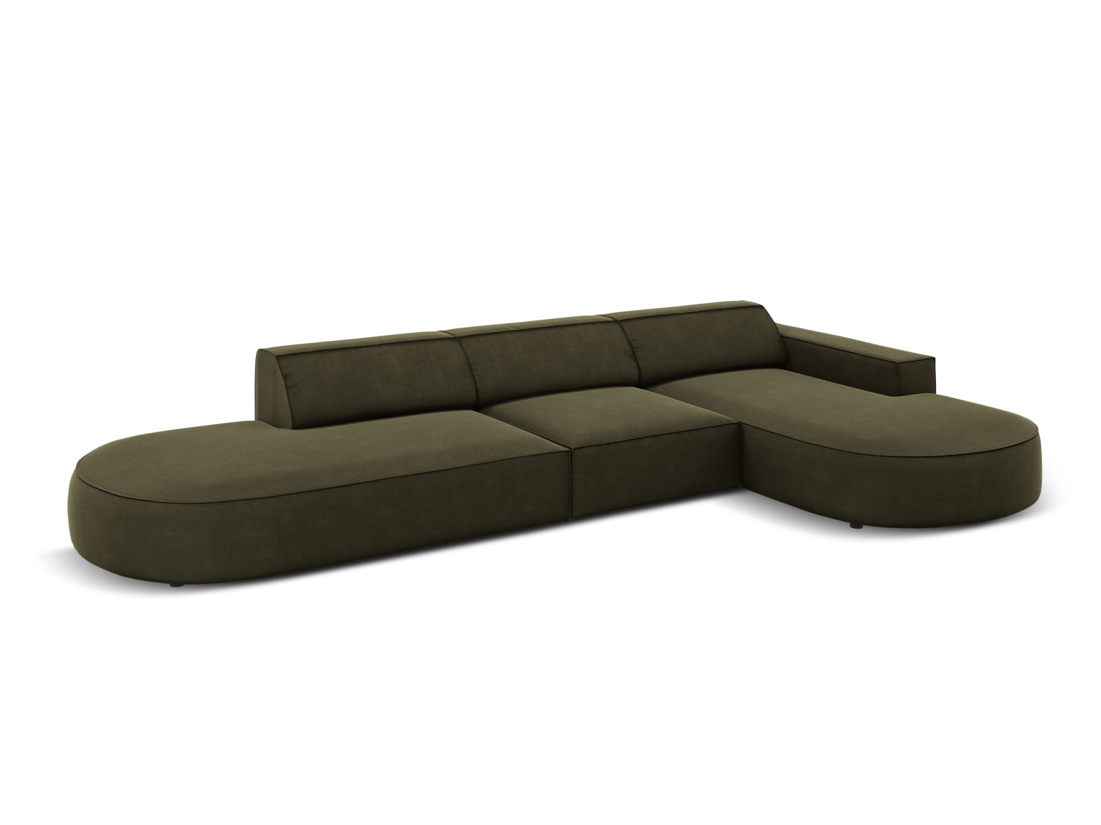 Jodie Velour modulares Ecksofa rechts 4 Sitzer in Green präsentiert im Onlineshop von KAQTU Design AG. Ecksofa rechts ist von Micadoni