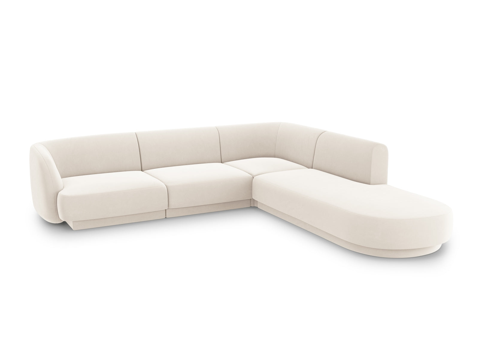 Miley Velour Ecksofa rechts 6 Sitzer in Light Beige-Bluvel präsentiert im Onlineshop von KAQTU Design AG. Ecksofa rechts ist von Micadoni