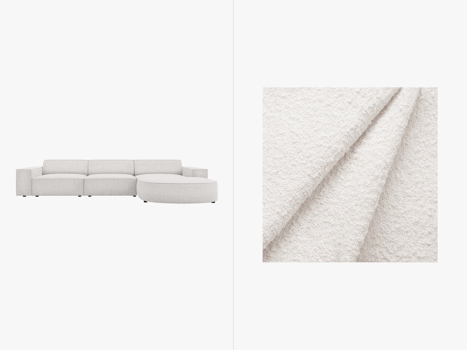 Jodie Boucle modulares Ecksofa rechts 4 Sitzer in White präsentiert im Onlineshop von KAQTU Design AG. Ecksofa rechts ist von Micadoni