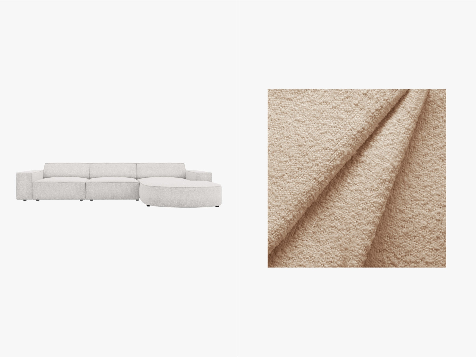Jodie Boucle modulares Ecksofa rechts 4 Sitzer in Beige präsentiert im Onlineshop von KAQTU Design AG. Ecksofa rechts ist von Micadoni