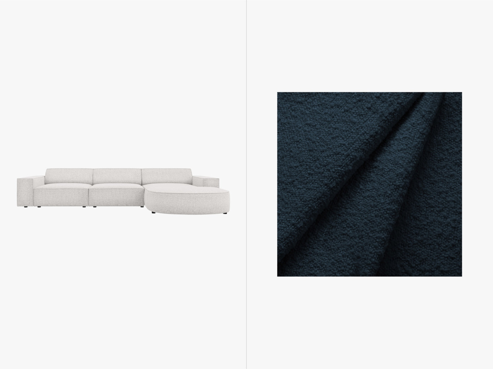 Jodie Boucle modulares Ecksofa rechts 4 Sitzer in Dark Blue präsentiert im Onlineshop von KAQTU Design AG. Ecksofa rechts ist von Micadoni