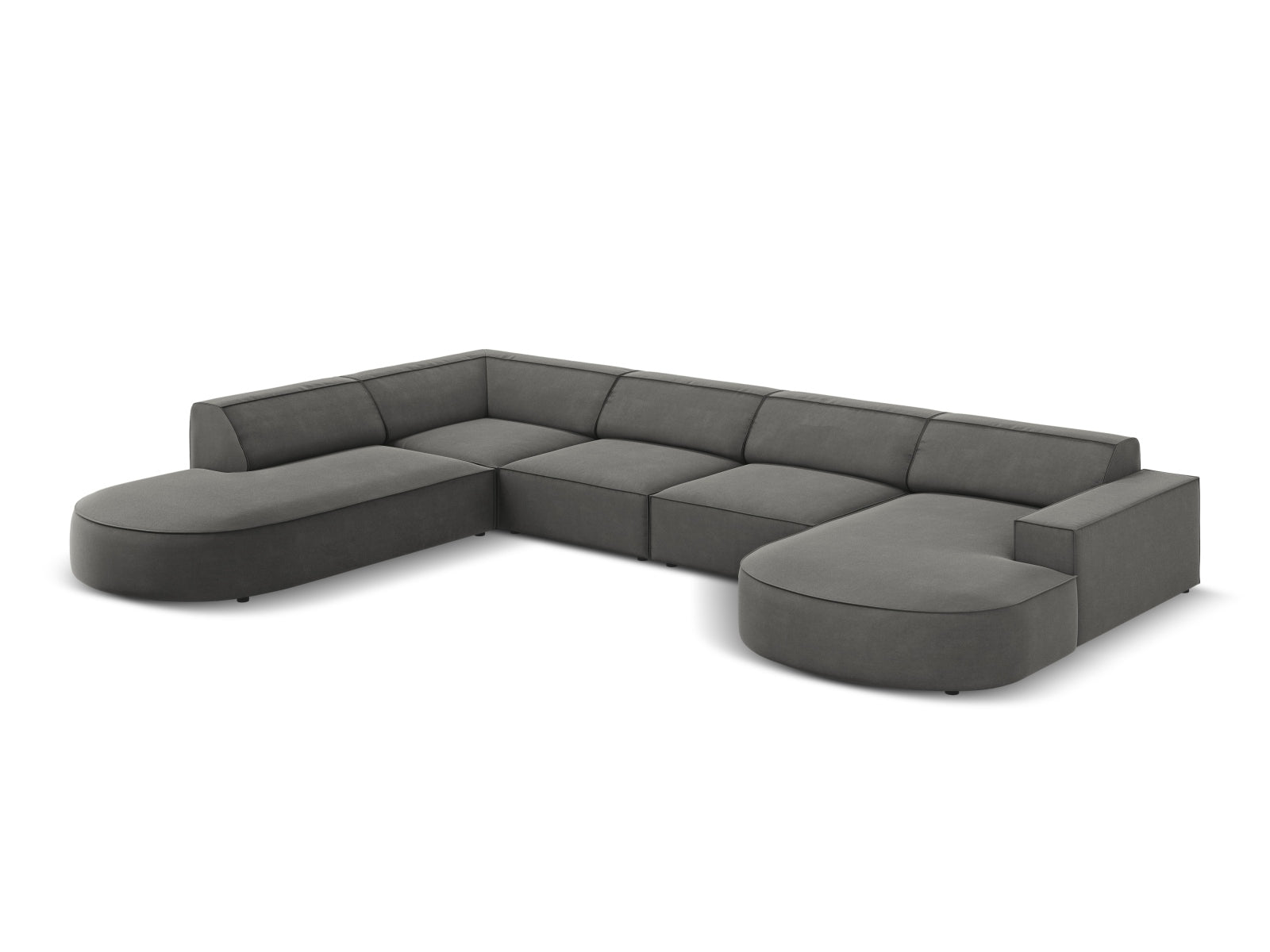 Jodie Velour modulares Panoramic Ecksofa links 7 Sitzer in Light Grey präsentiert im Onlineshop von KAQTU Design AG. Ecksofa links ist von Micadoni