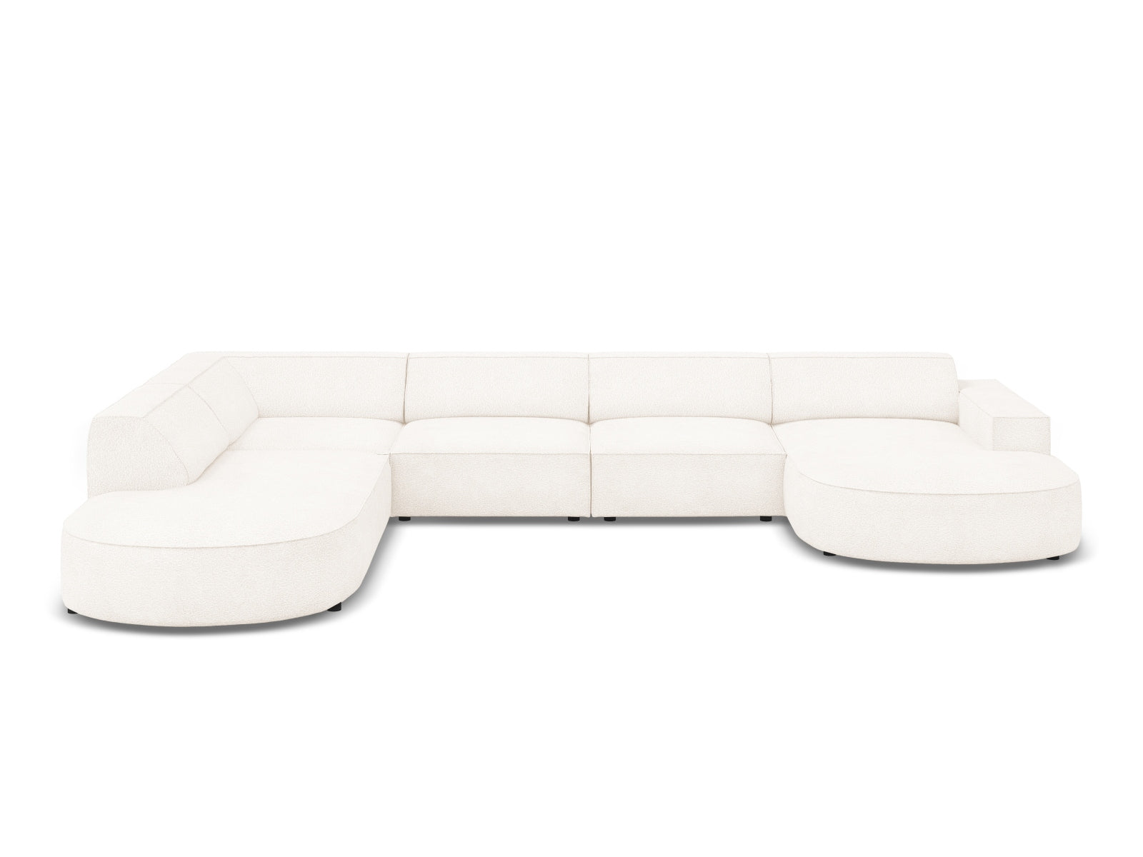 Jodie Boucle modulares Panoramic Ecksofa links 7 Sitzer in Beige präsentiert im Onlineshop von KAQTU Design AG. Ecksofa links ist von Micadoni