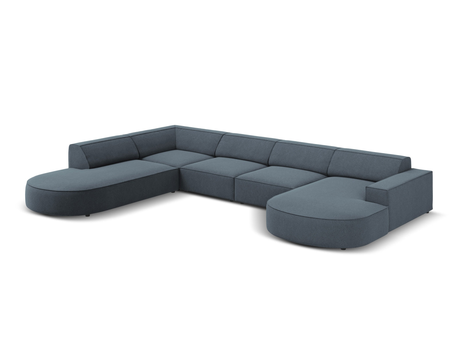 Jodie Modulares Panoramic Ecksofa links 7 Sitzer in Blue präsentiert im Onlineshop von KAQTU Design AG. Ecksofa links ist von Micadoni