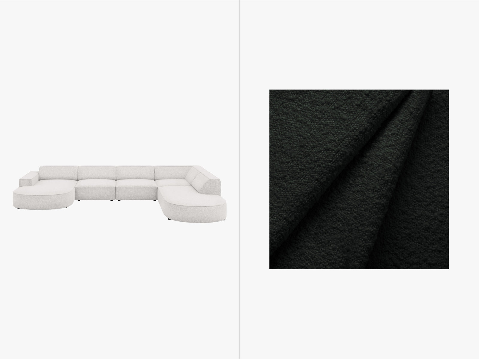 Jodie Boucle modulares Panoramic Ecksofa rechts 7 Sitzer in Black präsentiert im Onlineshop von KAQTU Design AG. Ecksofa rechts ist von Micadoni