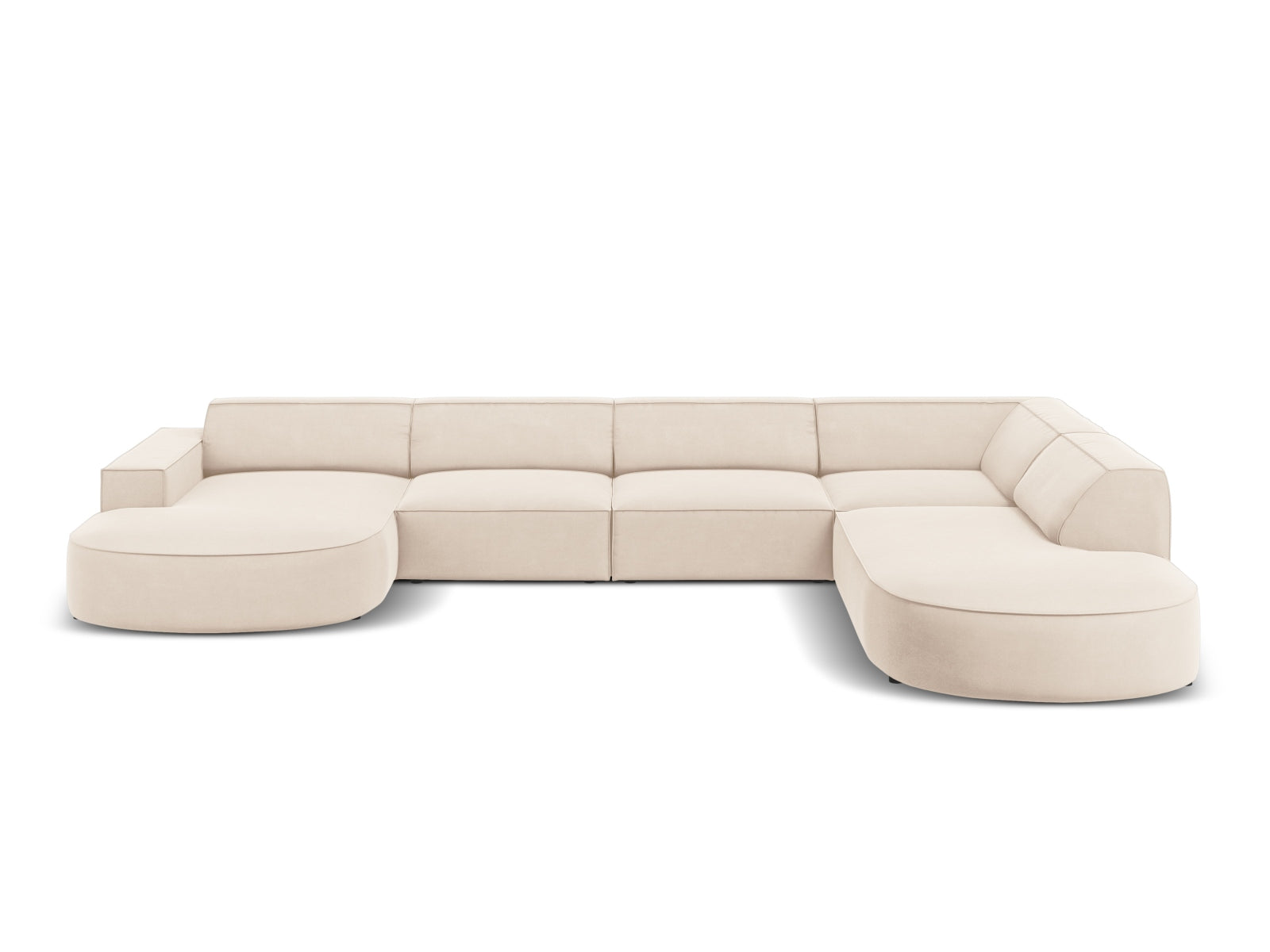 Jodie Velour modulares Panoramic Ecksofa rechts 7 Sitzer in Light Beige präsentiert im Onlineshop von KAQTU Design AG. Ecksofa rechts ist von Micadoni