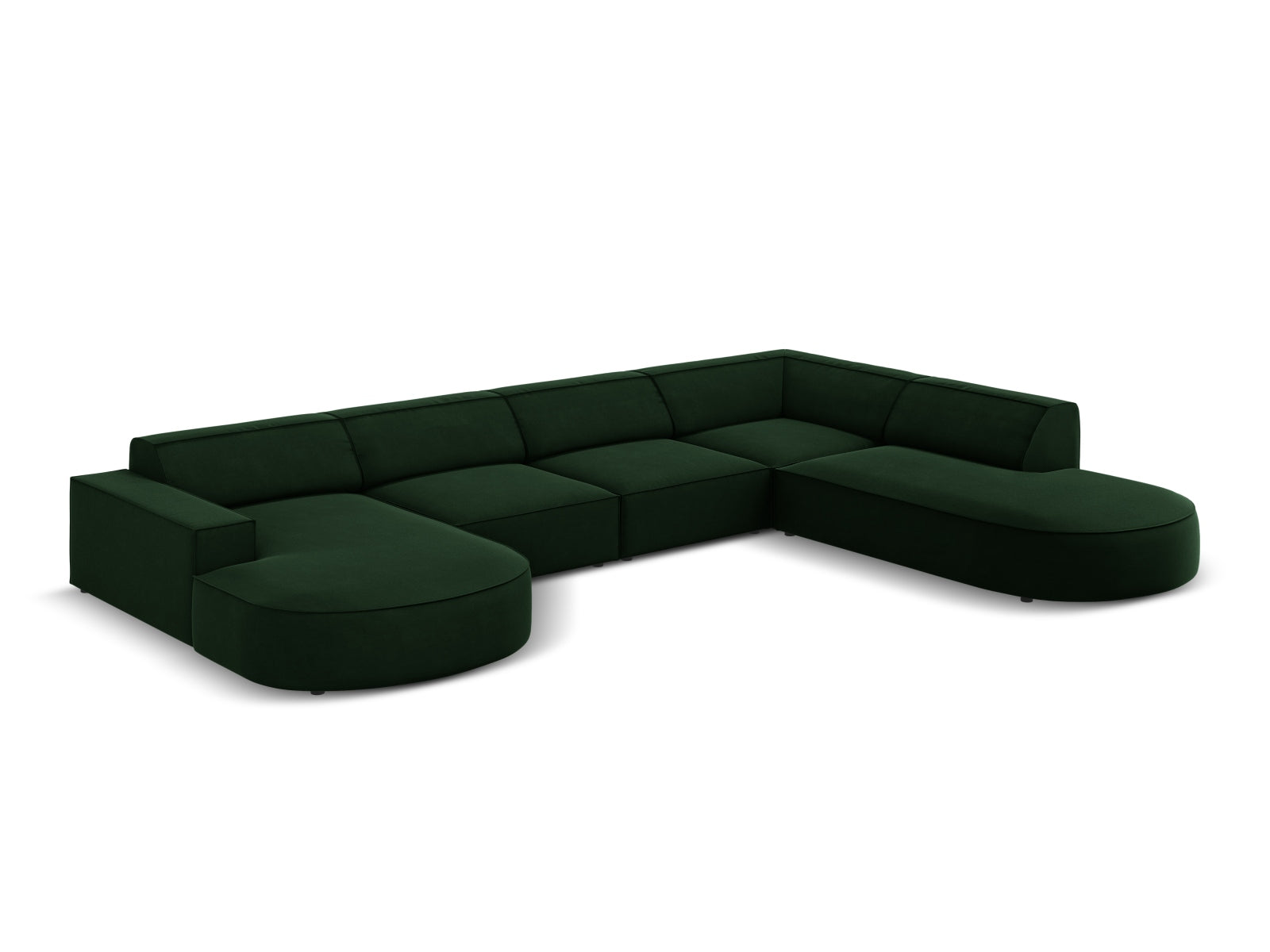 Jodie Velour modulares Panoramic Ecksofa rechts 7 Sitzer in Bottle Green präsentiert im Onlineshop von KAQTU Design AG. Ecksofa rechts ist von Micadoni