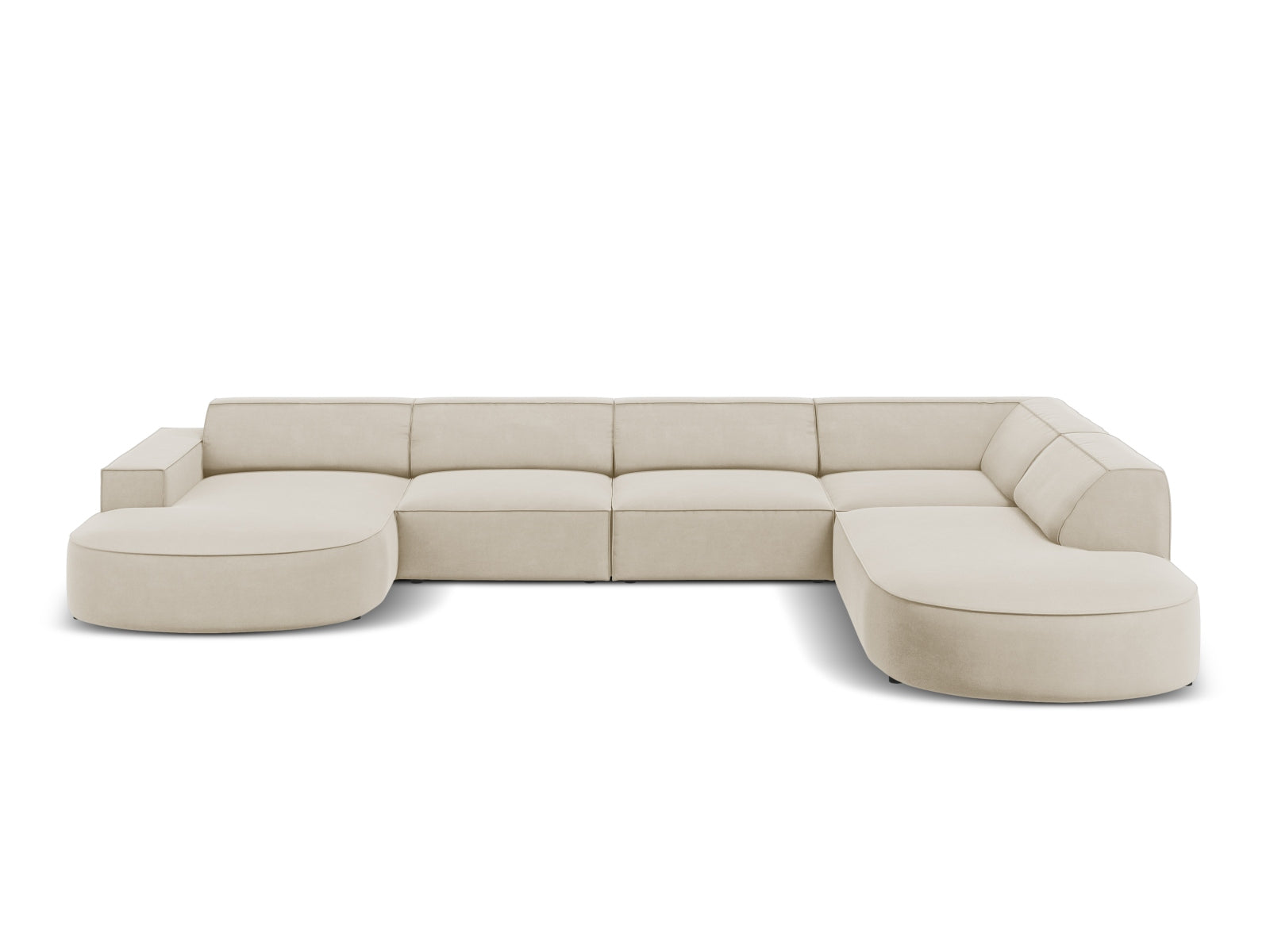 Jodie Velour modulares Panoramic Ecksofa rechts 7 Sitzer in Dark Beige präsentiert im Onlineshop von KAQTU Design AG. Ecksofa rechts ist von Micadoni