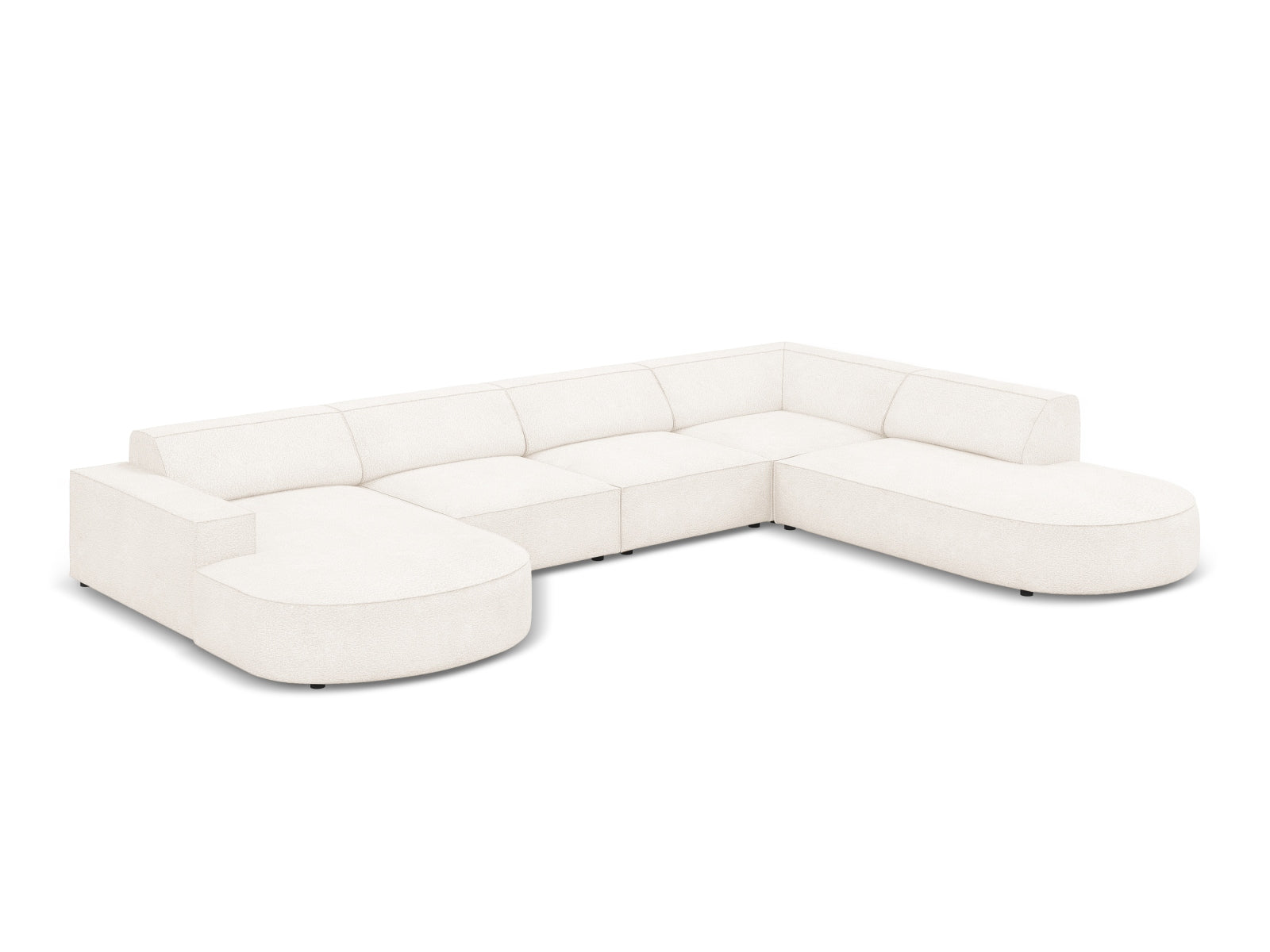 Jodie Boucle modulares Panoramic Ecksofa rechts 7 Sitzer in Beige präsentiert im Onlineshop von KAQTU Design AG. Ecksofa rechts ist von Micadoni
