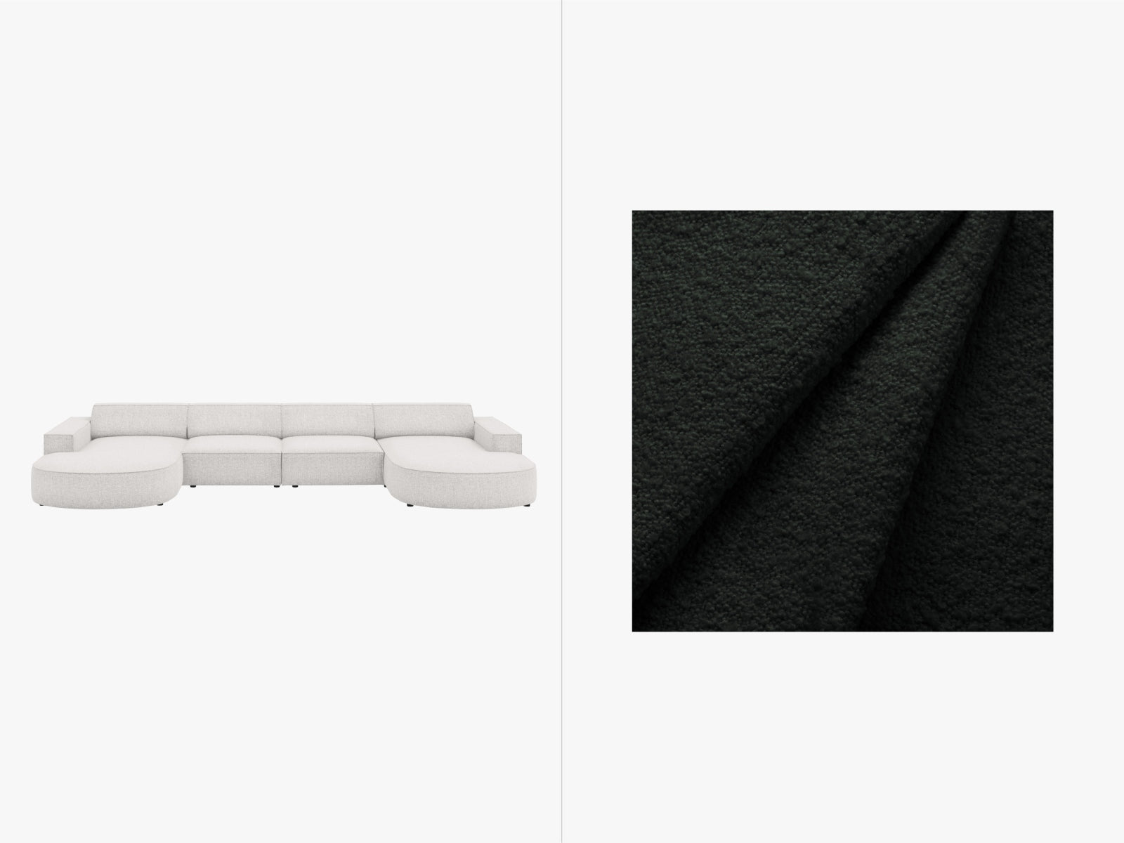 Jodie Boucle modulares Panoramic Sofa 6 Sitzer in Black präsentiert im Onlineshop von KAQTU Design AG. 3er Sofa ist von Micadoni