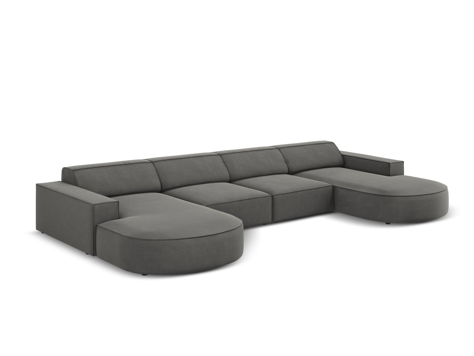 Jodie Velour modulares Panoramic Sofa 6 Sitzer in Light Grey präsentiert im Onlineshop von KAQTU Design AG. 3er Sofa ist von Micadoni