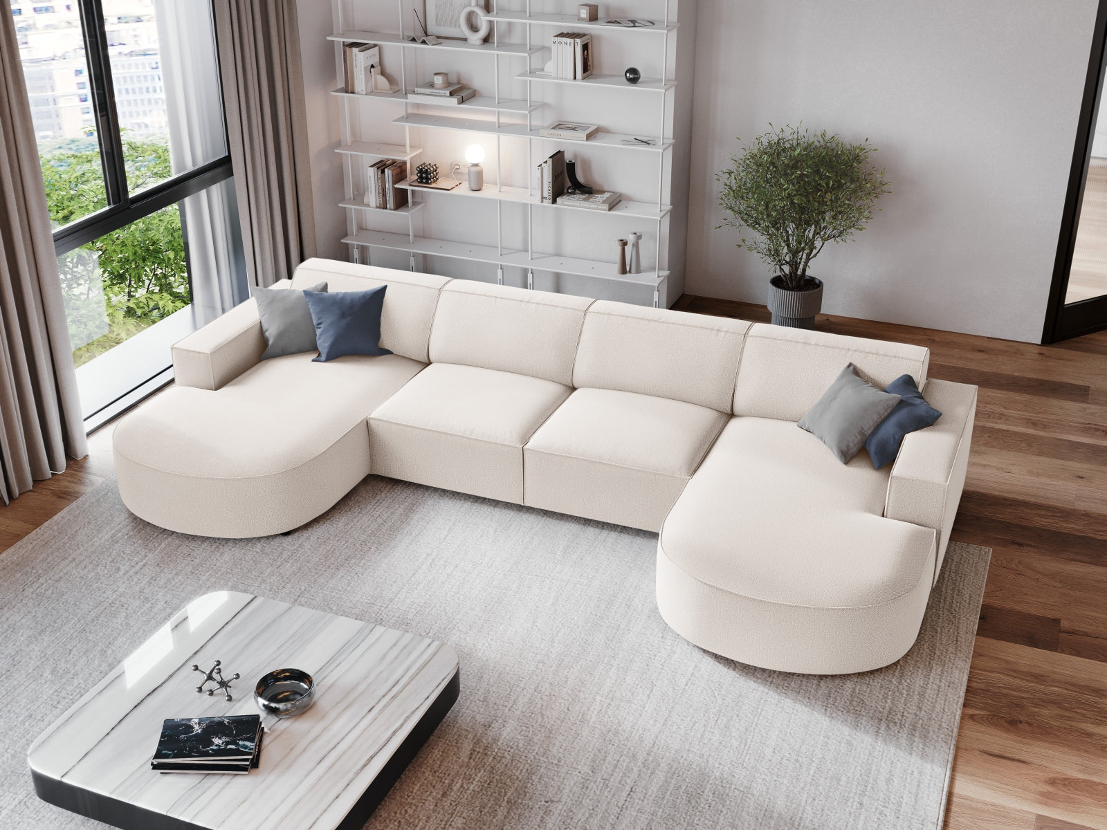 Jodie Modulares Panoramic Sofa 6 Sitzer in Light Beige präsentiert im Onlineshop von KAQTU Design AG. 3er Sofa ist von Micadoni