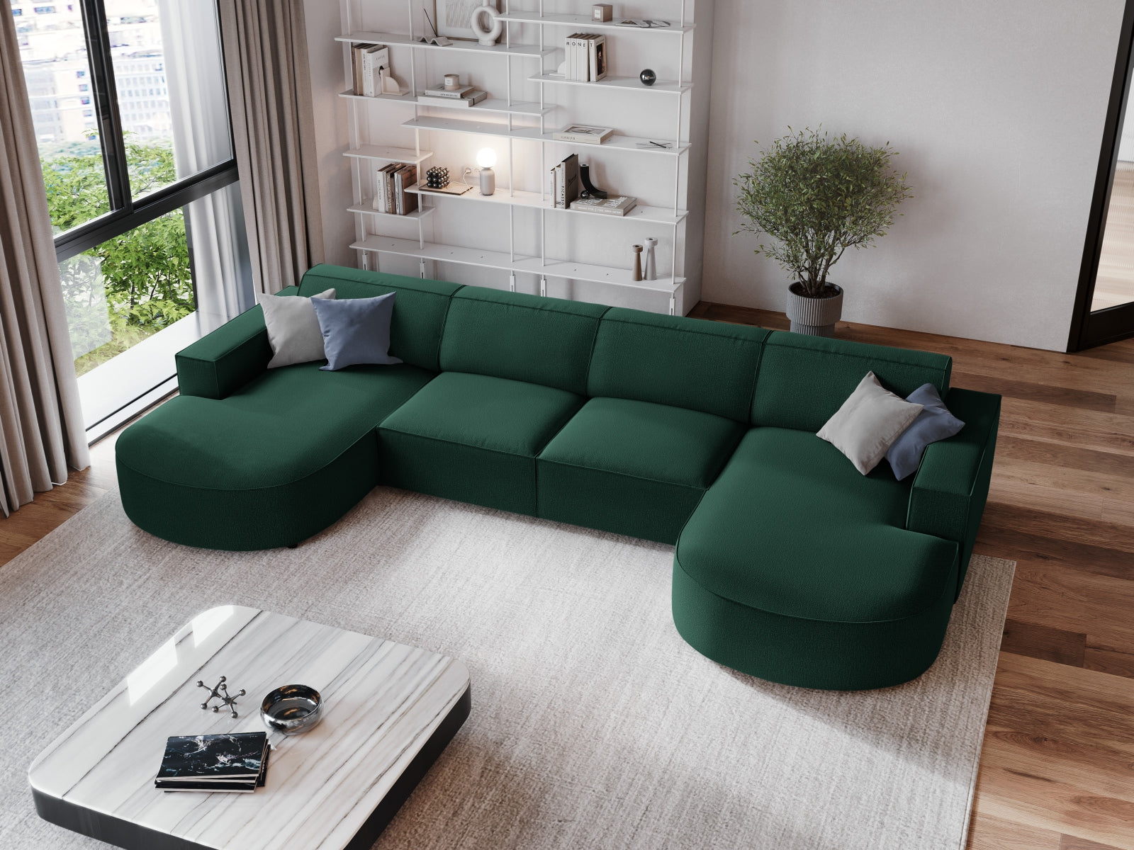 Jodie Modulares Panoramic Sofa 6 Sitzer in Green präsentiert im Onlineshop von KAQTU Design AG. 3er Sofa ist von Micadoni