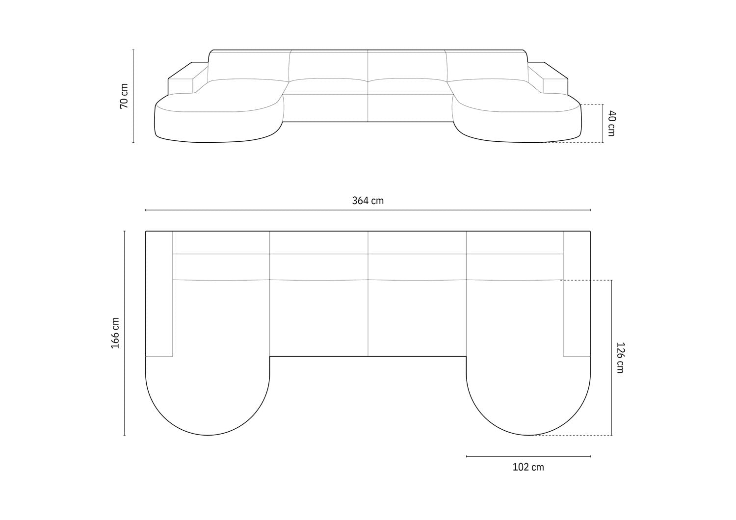 Jodie Modulares Panoramic Sofa 6 Sitzer in Blue präsentiert im Onlineshop von KAQTU Design AG. 3er Sofa ist von Micadoni
