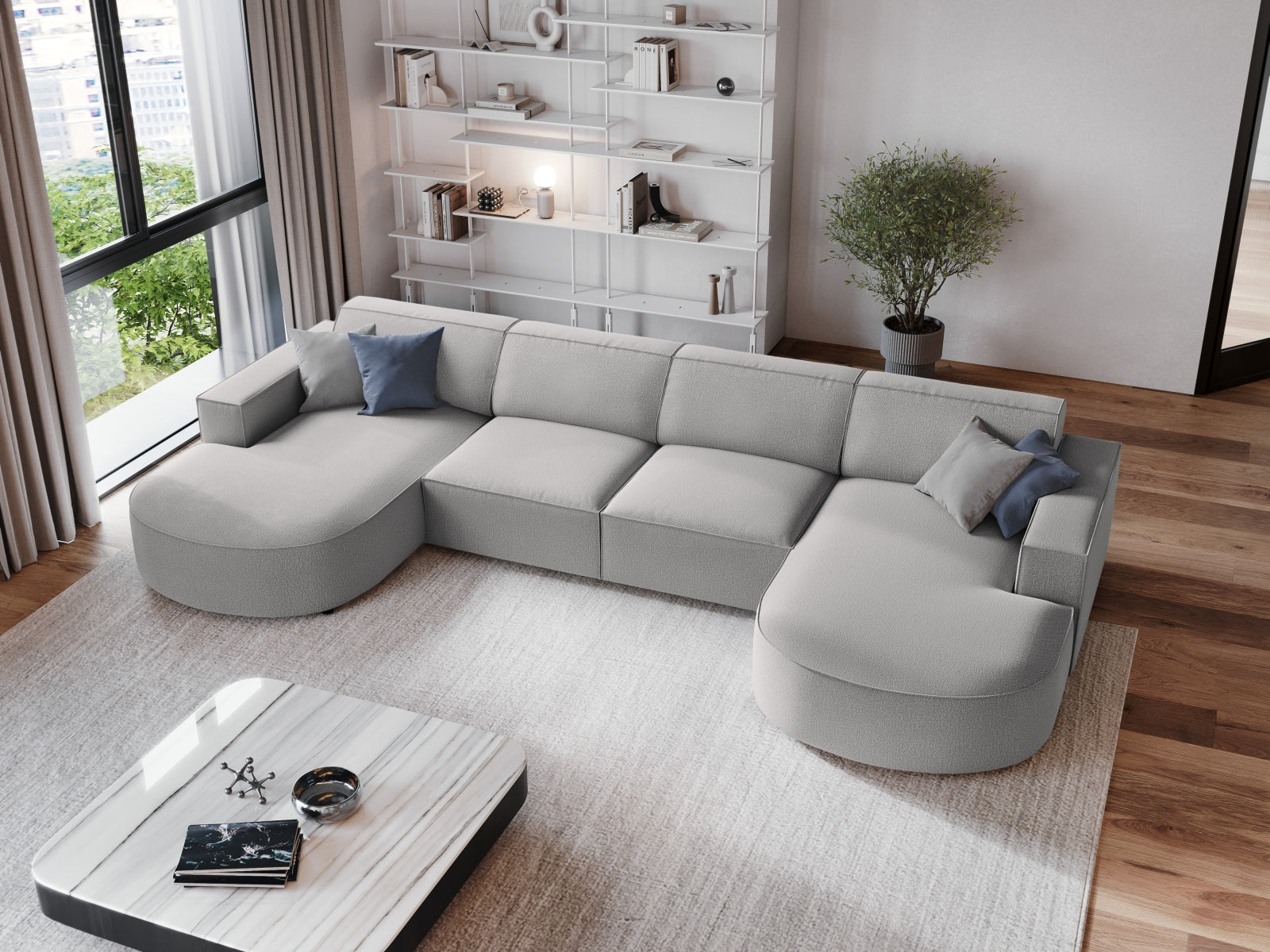 Jodie Modulares Panoramic Sofa 6 Sitzer in Light Grey präsentiert im Onlineshop von KAQTU Design AG. 3er Sofa ist von Micadoni