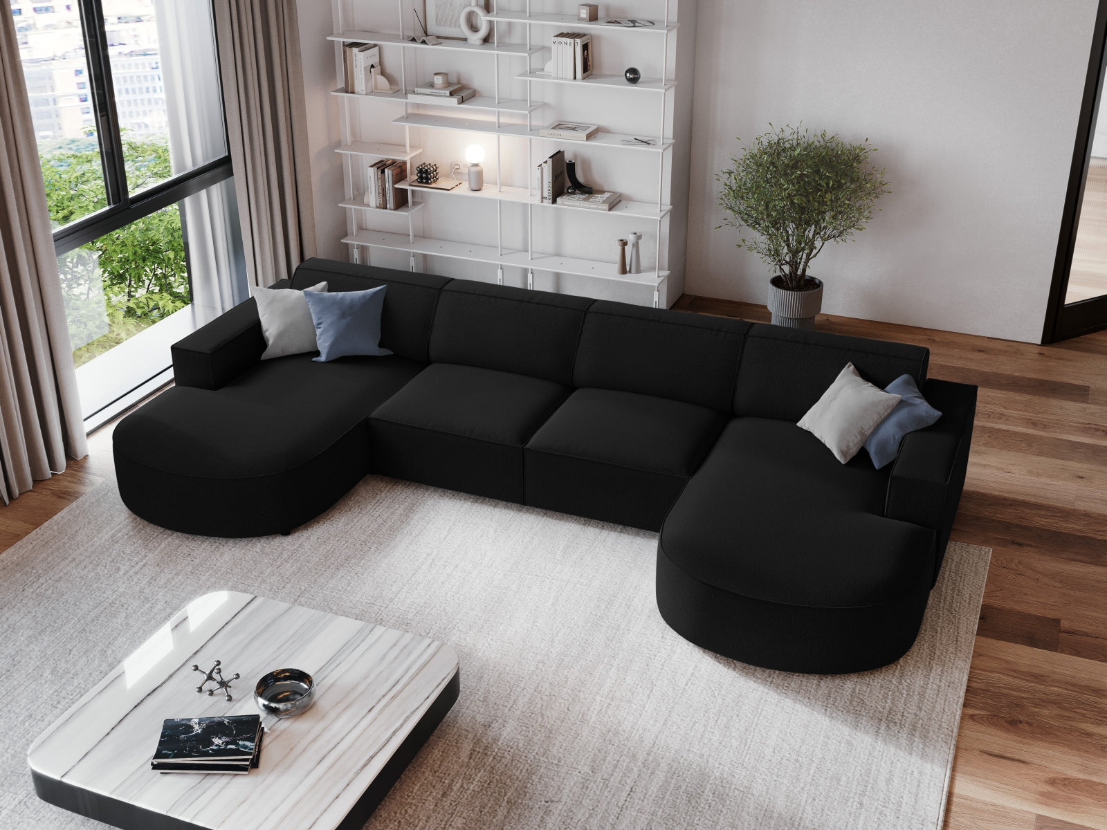 Jodie Modulares Panoramic Sofa 6 Sitzer in Black präsentiert im Onlineshop von KAQTU Design AG. 3er Sofa ist von Micadoni