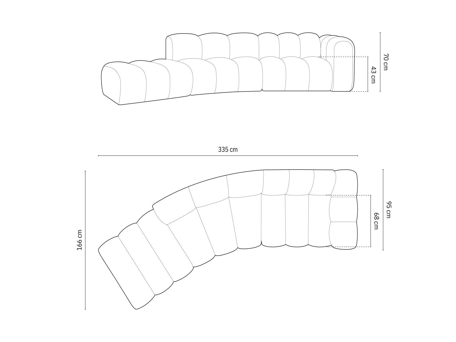 Elegantes, modulares 5-Sitzer Sofa von Micadoni in Weiß-Baloo, ideal für stilvolle Wohnräume. Linksseitige Anordnung für optimalen Komfort.