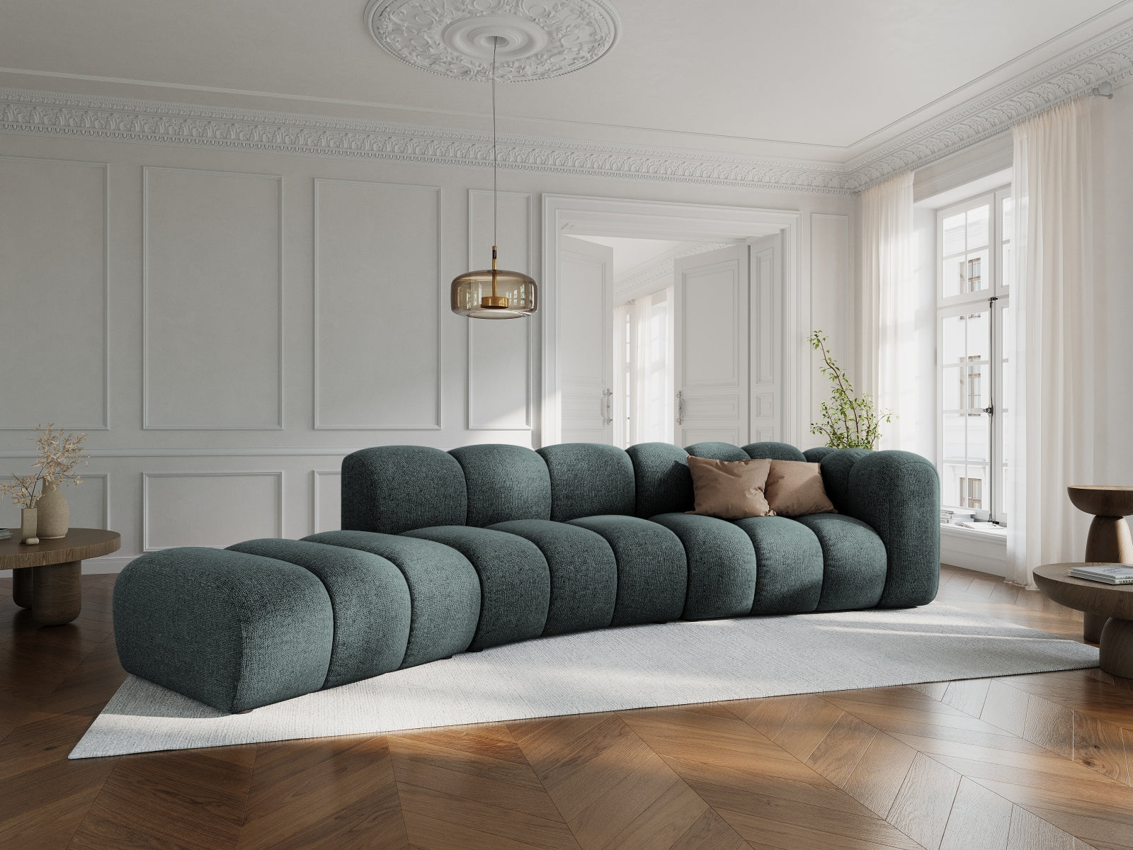 Lupine Modulares Sofa links 5 Sitzer in Petrol präsentiert im Onlineshop von KAQTU Design AG. L-Sofa links ist von Micadoni