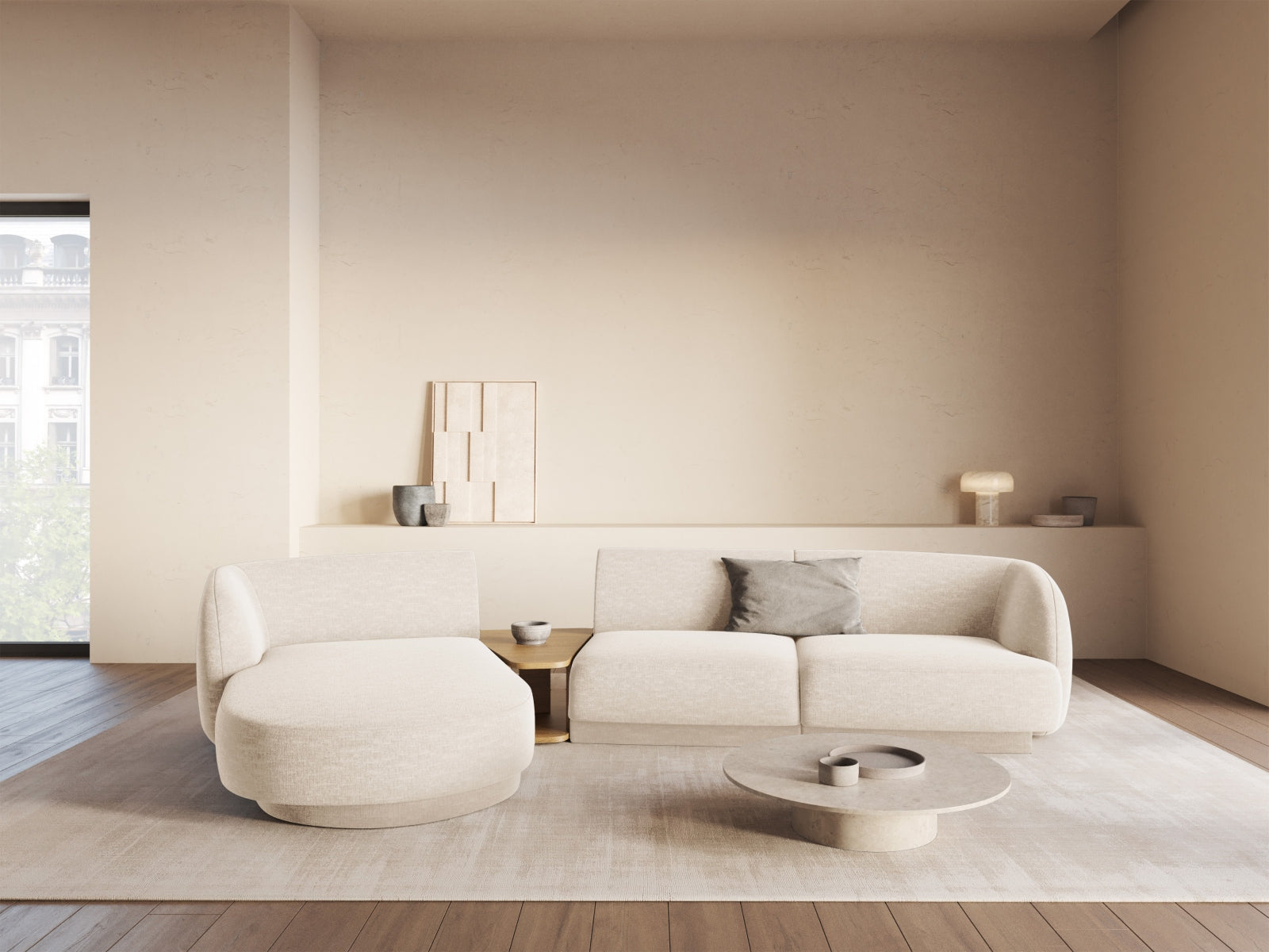 Miley Modulares Sofa links 3 Sitzer in Light Beige präsentiert im Onlineshop von KAQTU Design AG. L-Sofa links ist von Micadoni