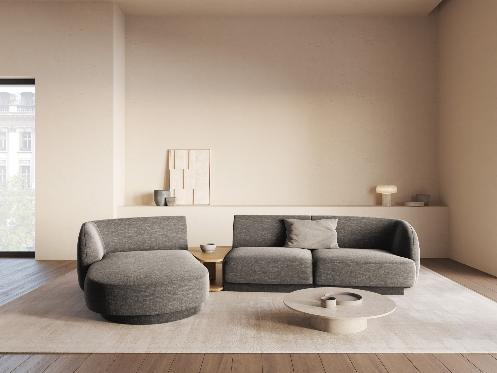 Miley Modulares Sofa links 3 Sitzer in Grey präsentiert im Onlineshop von KAQTU Design AG. L-Sofa links ist von Micadoni