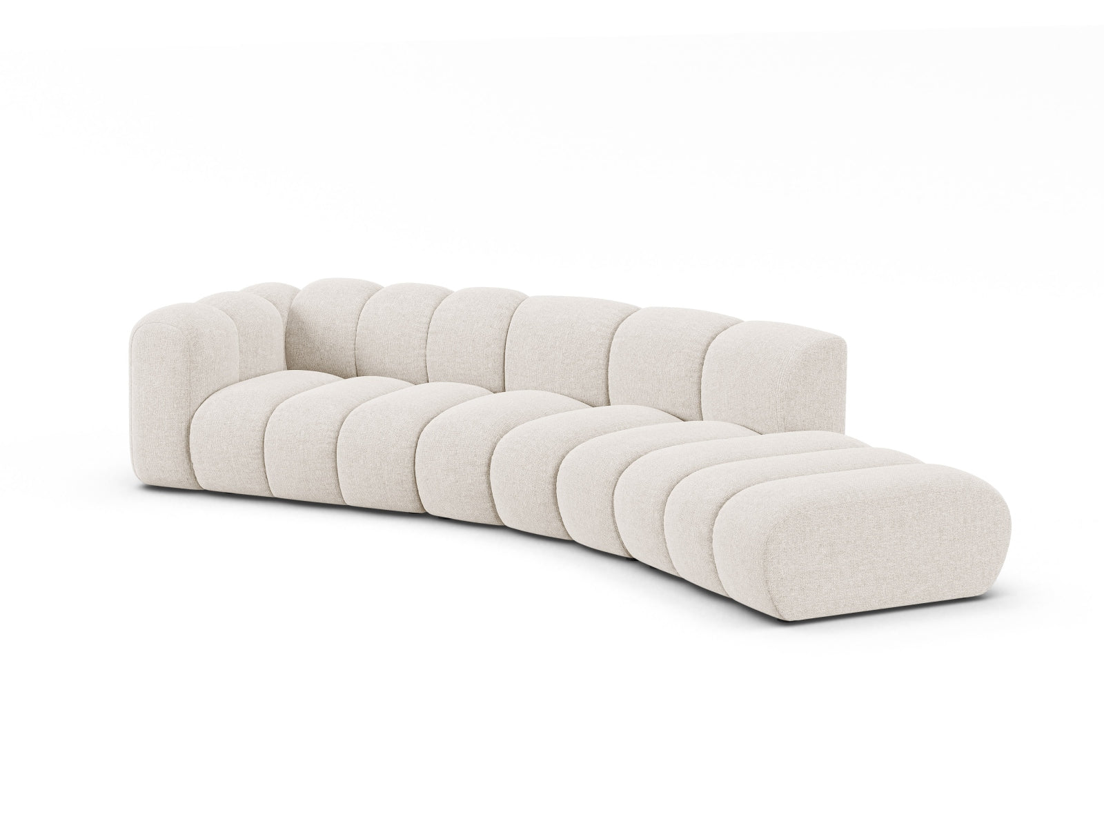 Elegantes Lupine Modular Sofa links, 5 Sitzer in sanftem Light Beige, ideal für stilvolle Wohnräume. Hochwertige Verarbeitung von Micadoni.