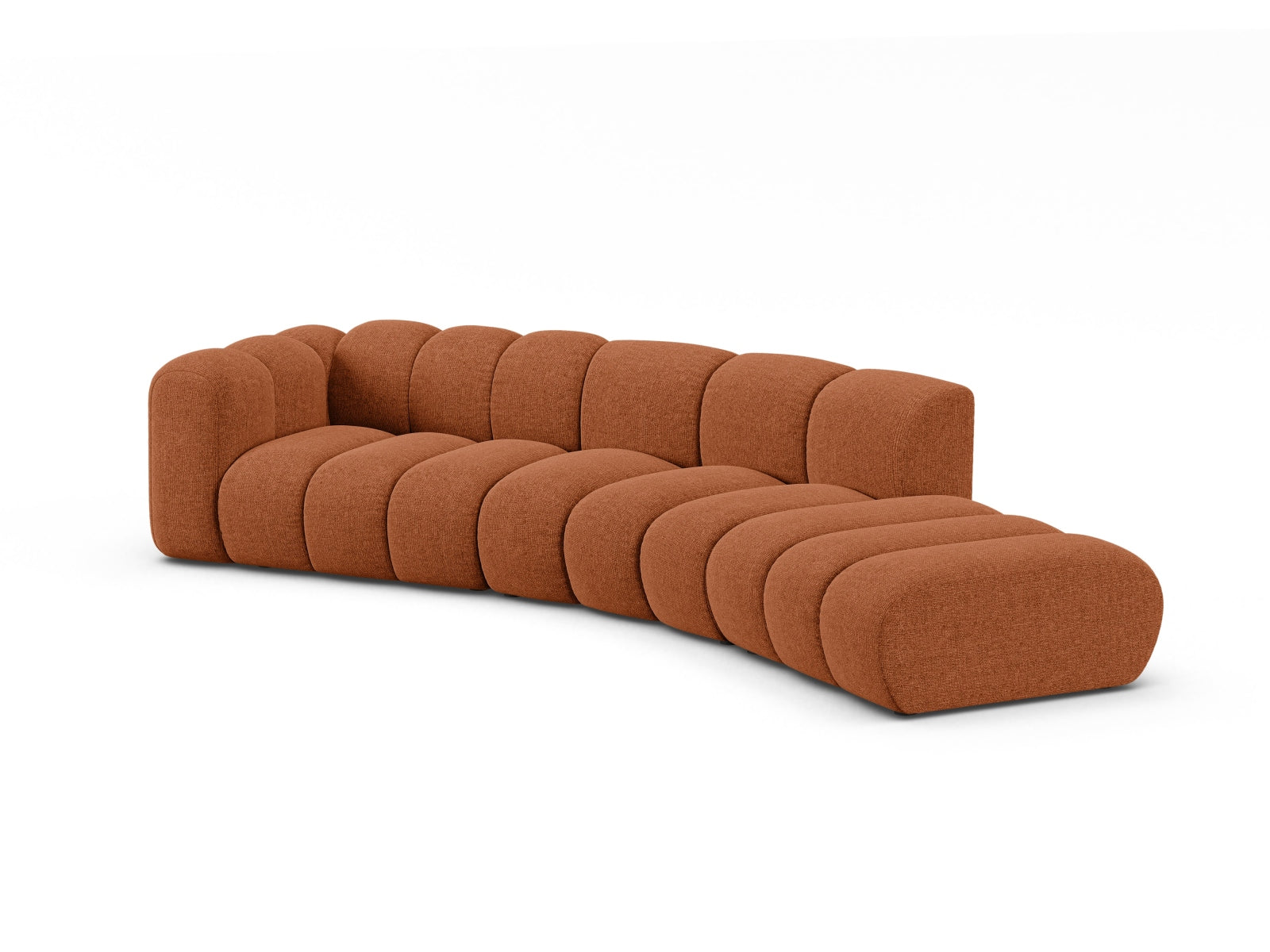 Elegantes Lupine Modular Sofa links, 5-Sitzer in Brick-Eden, ideal für stilvolle Wohnräume. Hochwertige Verarbeitung von Micadoni.