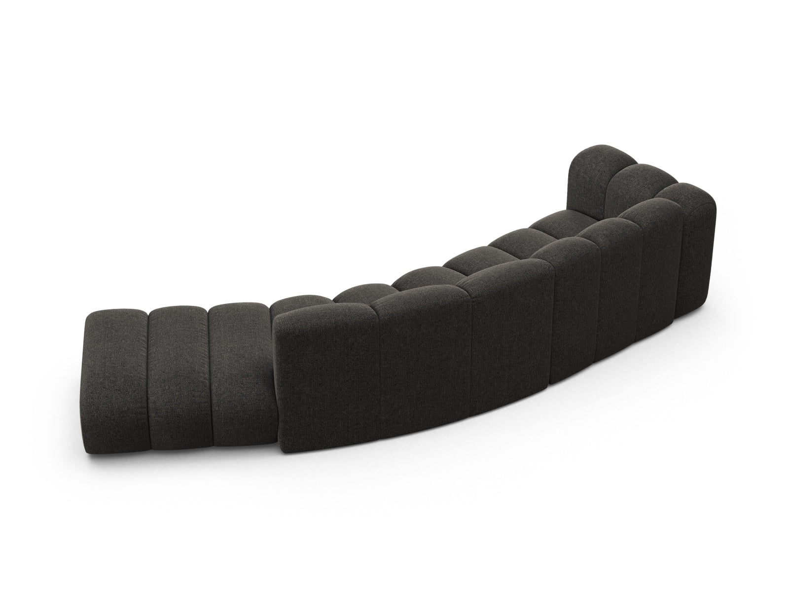 Modernes 5-Sitzer Lupine Modular Sofa links in edlem Dunkelgrau, perfekt für gemütliche und stilvolle Wohnambiente von Micadoni.