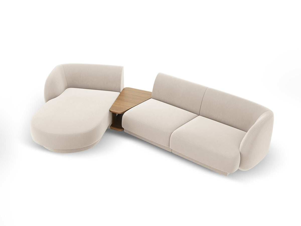 Miley Velour modulares Sofa links 3 Sitzer in Light Beige-Bluvel präsentiert im Onlineshop von KAQTU Design AG. L-Sofa links ist von Micadoni