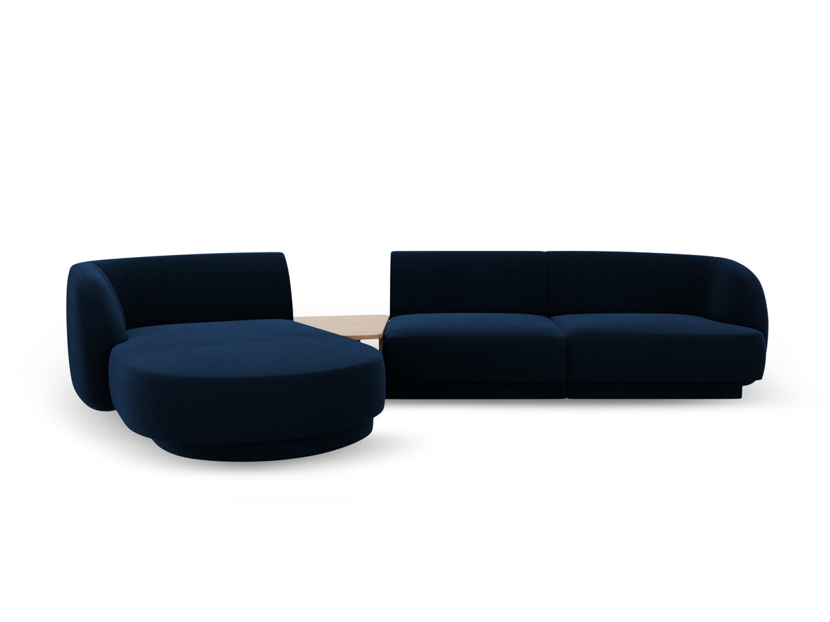 Miley Velour modulares Sofa links 3 Sitzer in Royal Blue-Bluvel präsentiert im Onlineshop von KAQTU Design AG. L-Sofa links ist von Micadoni