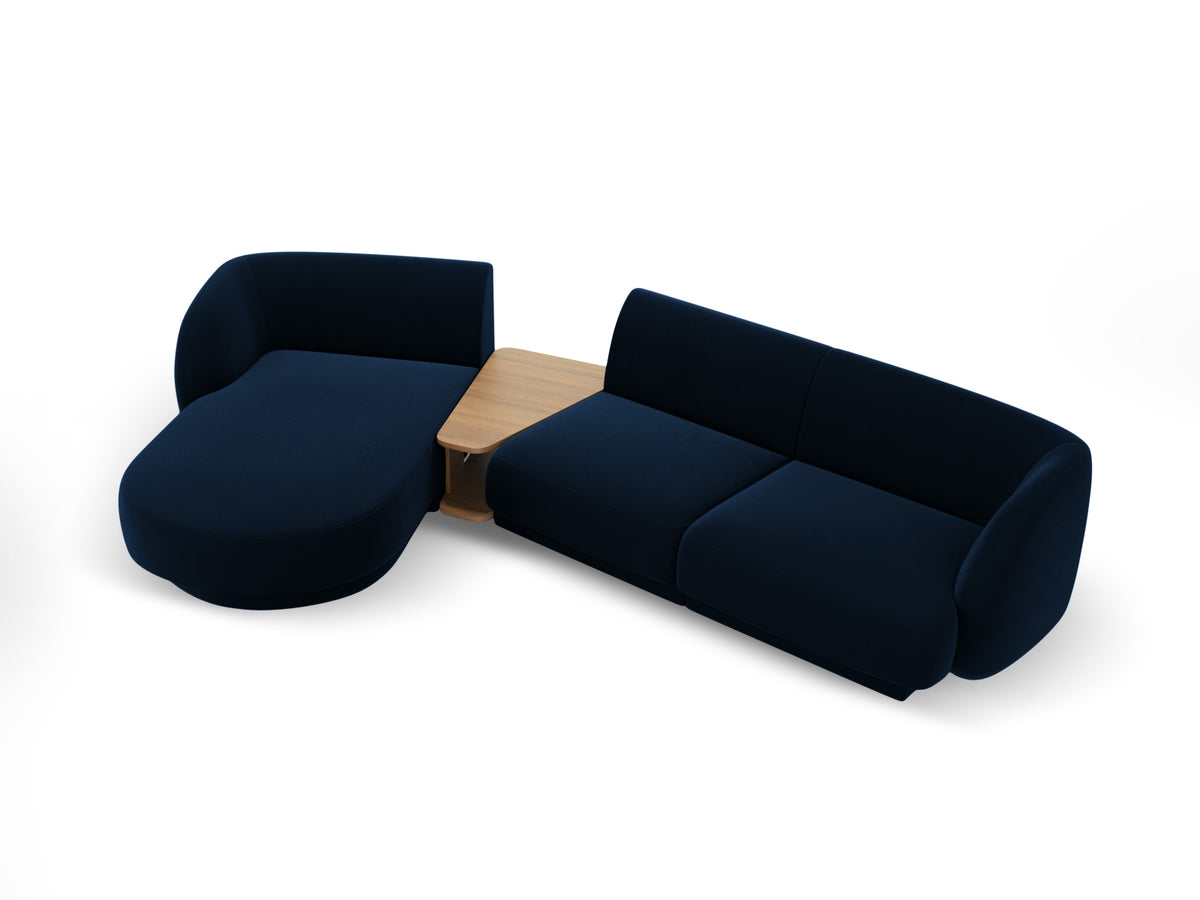 Miley Velour modulares Sofa links 3 Sitzer in Royal Blue-Bluvel präsentiert im Onlineshop von KAQTU Design AG. L-Sofa links ist von Micadoni