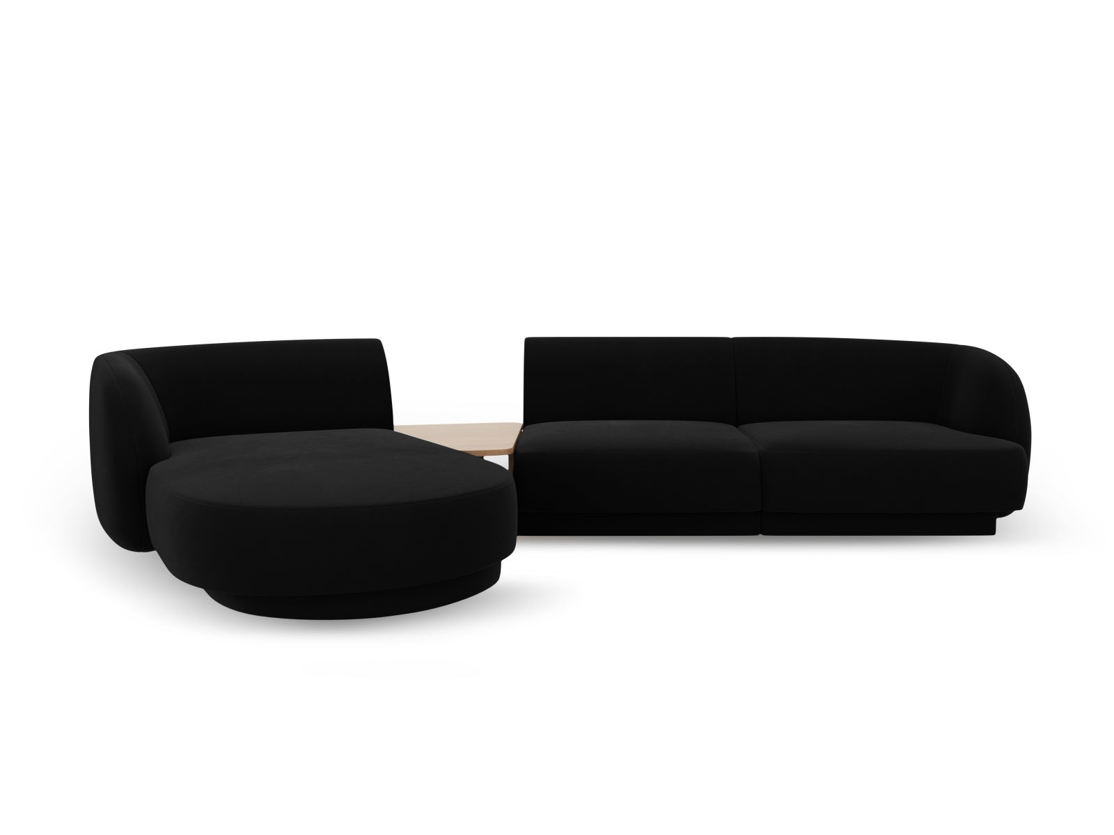 Miley Velour modulares Sofa links 3 Sitzer in Black präsentiert im Onlineshop von KAQTU Design AG. L-Sofa links ist von Micadoni