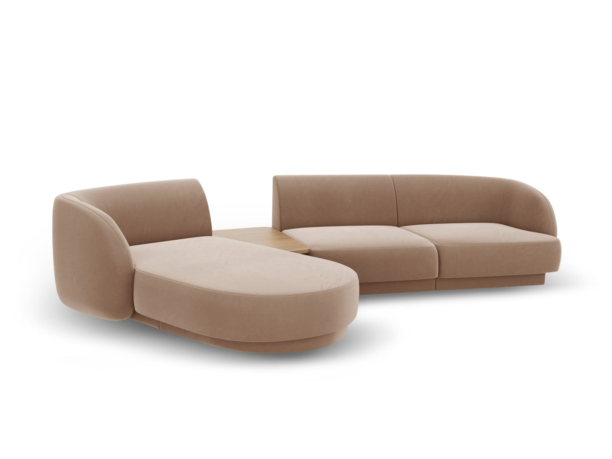 Miley Velour modulares Sofa links 3 Sitzer in Cappuccino-Bluvel präsentiert im Onlineshop von KAQTU Design AG. L-Sofa links ist von Micadoni