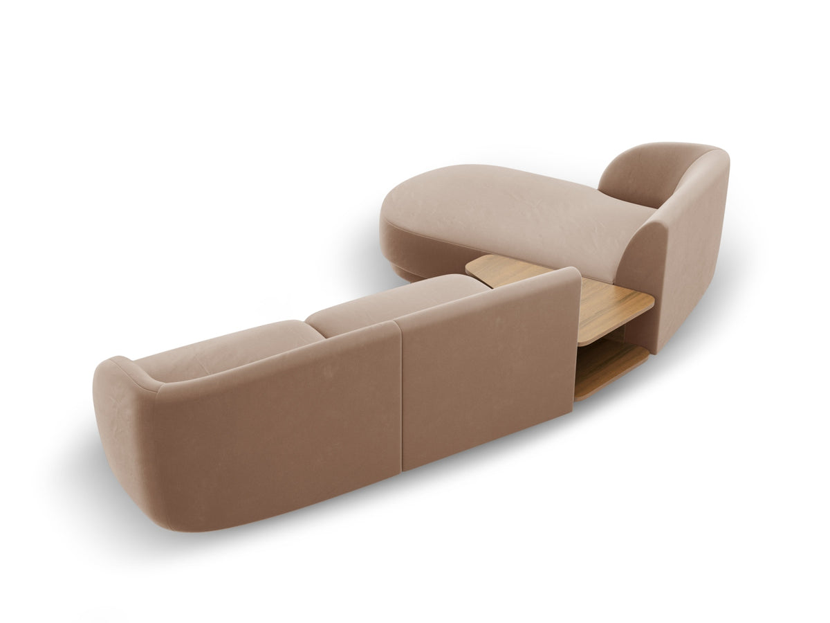 Miley Velour modulares Sofa links 3 Sitzer in Cappuccino-Bluvel präsentiert im Onlineshop von KAQTU Design AG. L-Sofa links ist von Micadoni